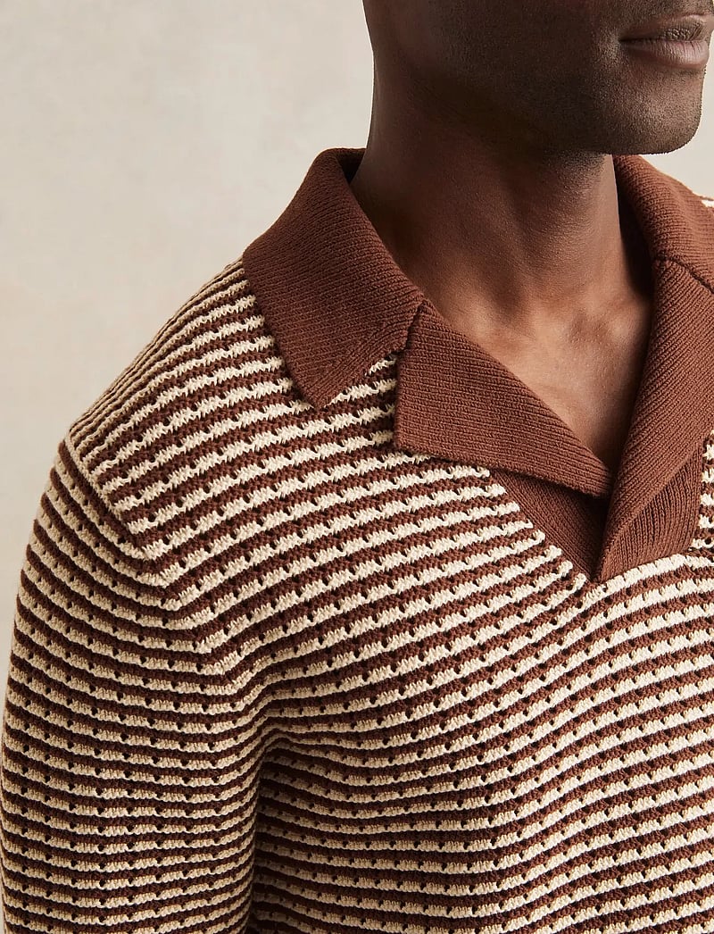 Reiss - ICARUS - polostrik - tobacco brown/ off white - 3