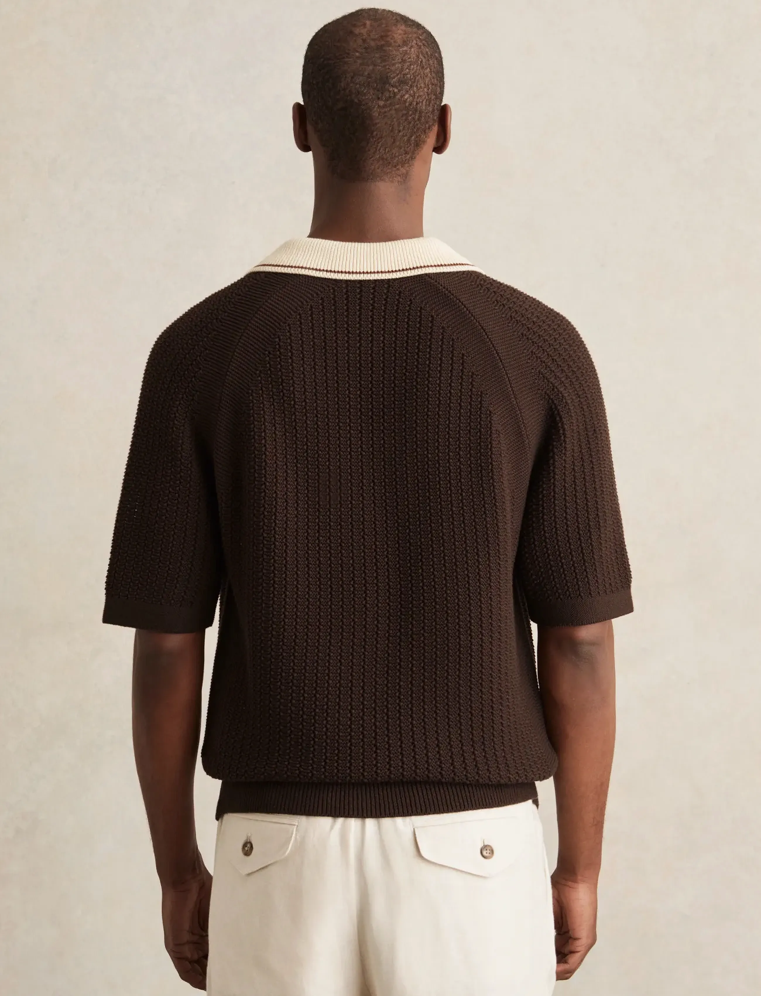 Reiss - DONOVAN - geweven polo's - dark brown/stone - 2