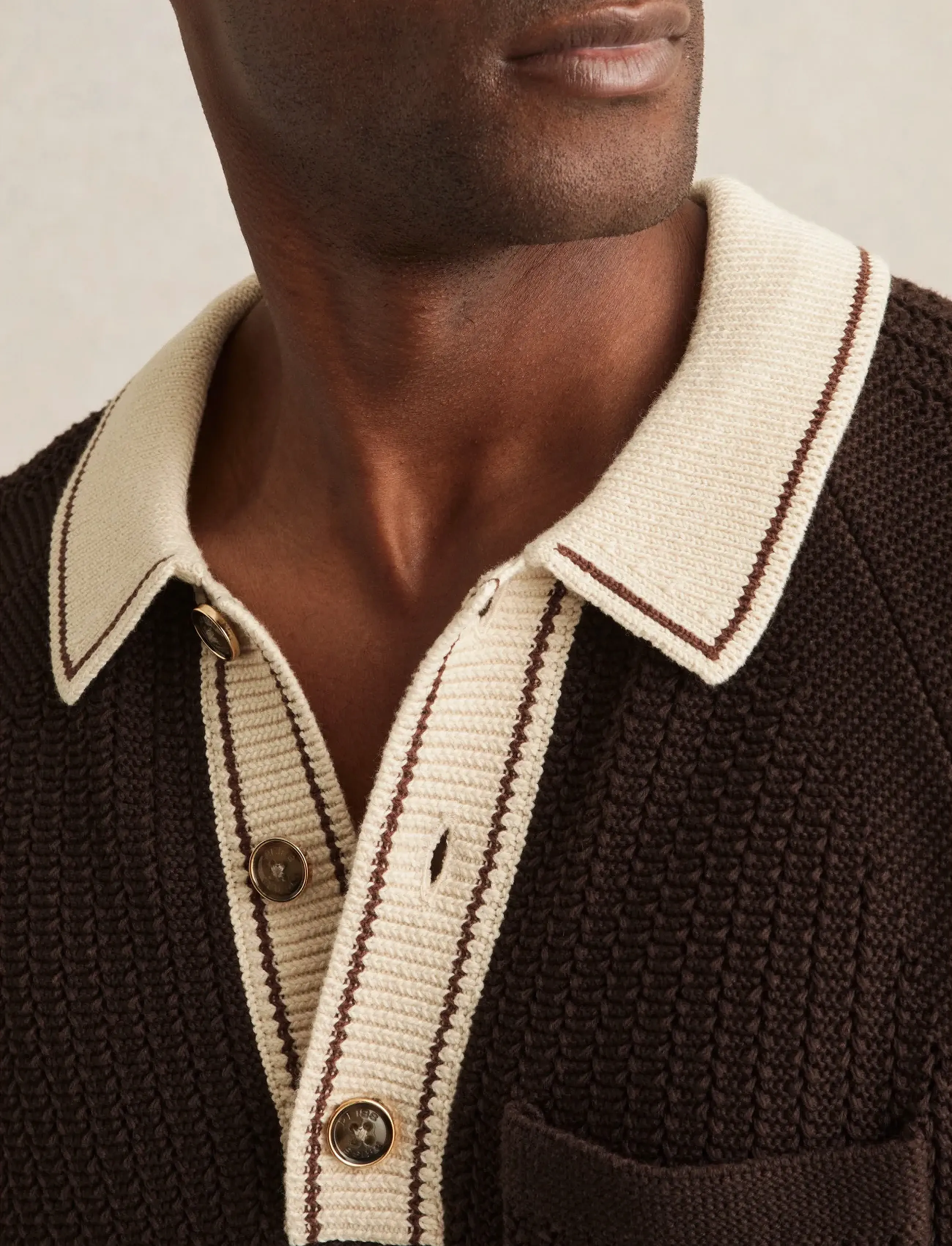 Reiss - DONOVAN - geweven polo's - dark brown/stone - 3