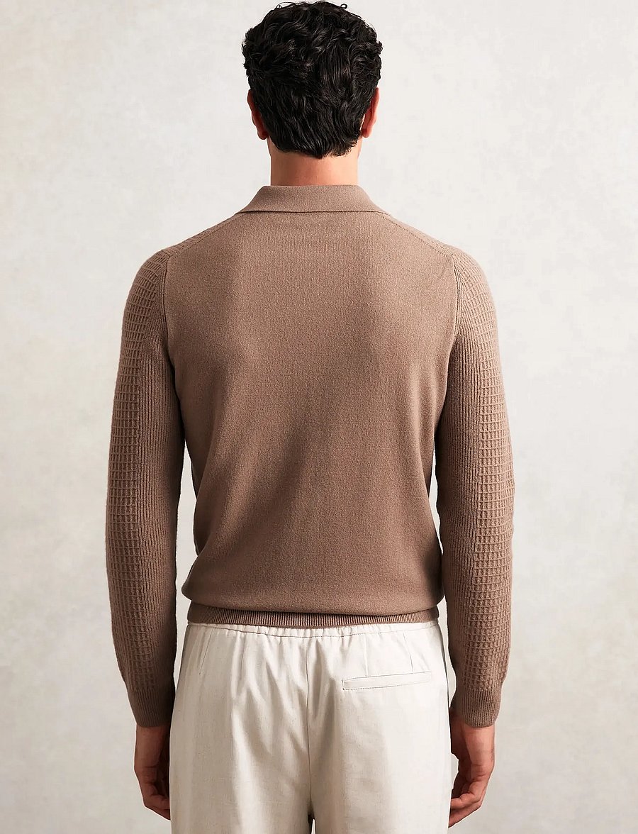 Reiss - HAMILTON - dzianinowe koszulki polo z długim rękawem - camel brown - 2