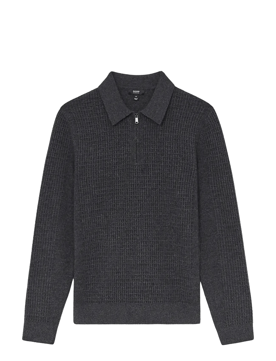 Reiss - HAMILTON - dzianinowe koszulki polo z długim rękawem - charcoal grey - 1