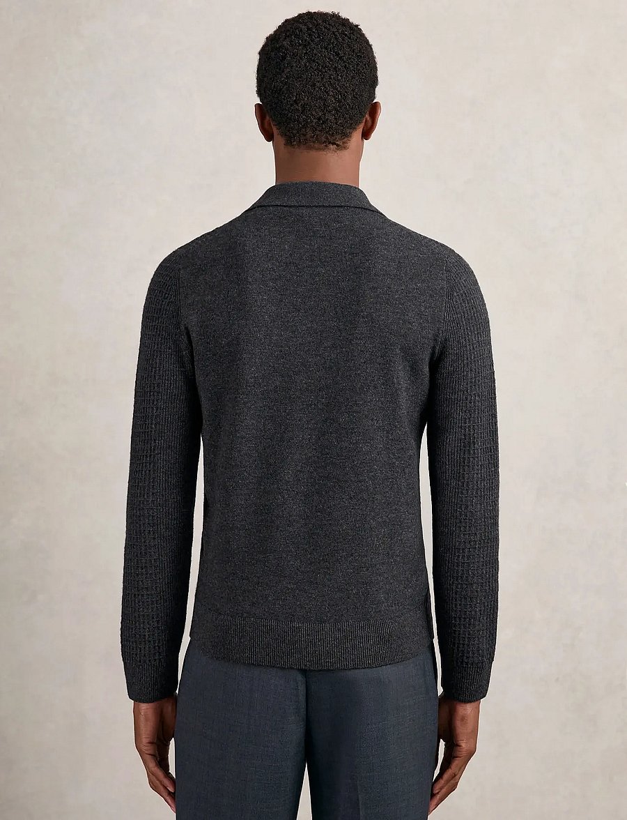 Reiss - HAMILTON - dzianinowe koszulki polo z długim rękawem - charcoal grey - 2