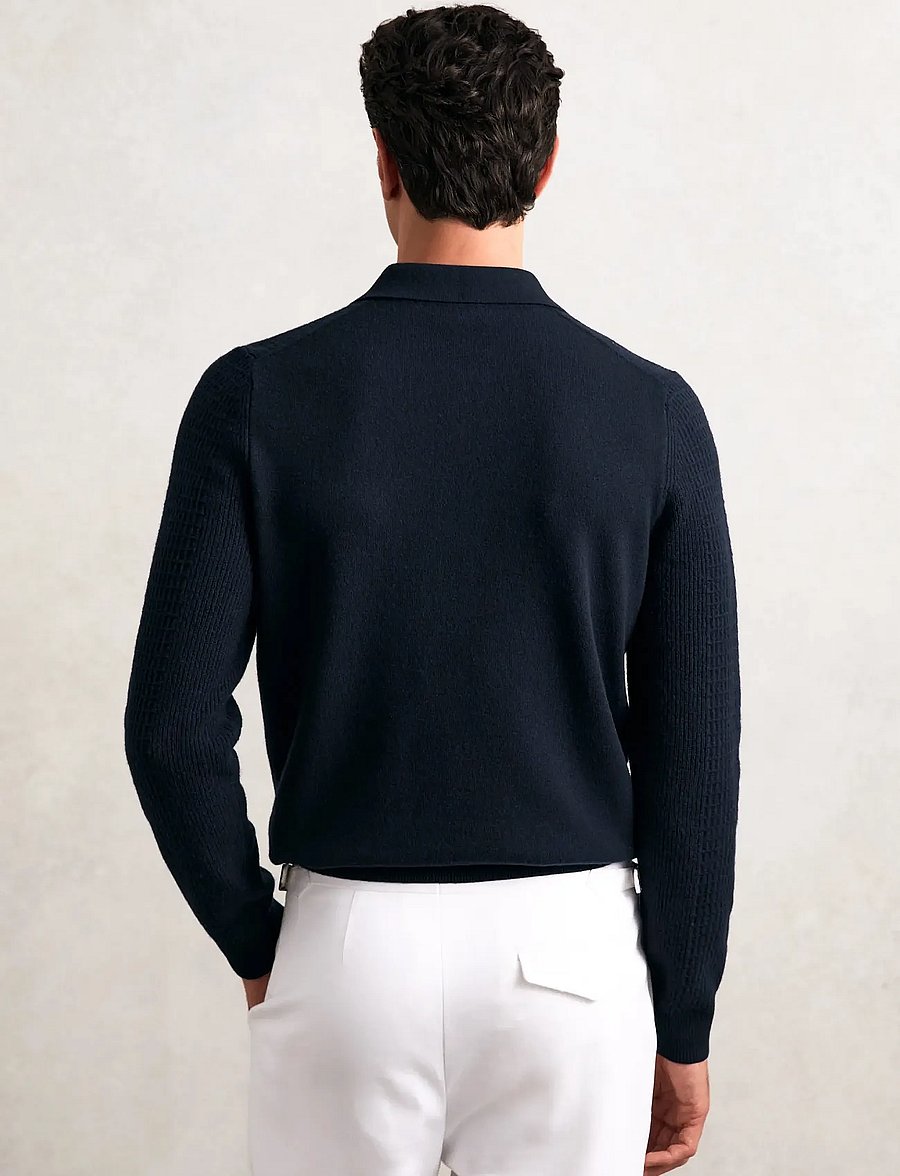 Reiss - HAMILTON - langärmelige gestrickte polohemden - navy - 2