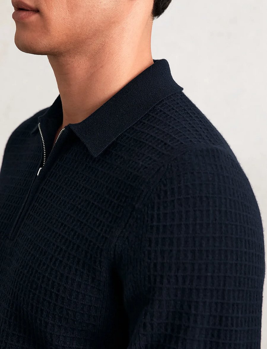 Reiss - HAMILTON - langärmelige gestrickte polohemden - navy - 3