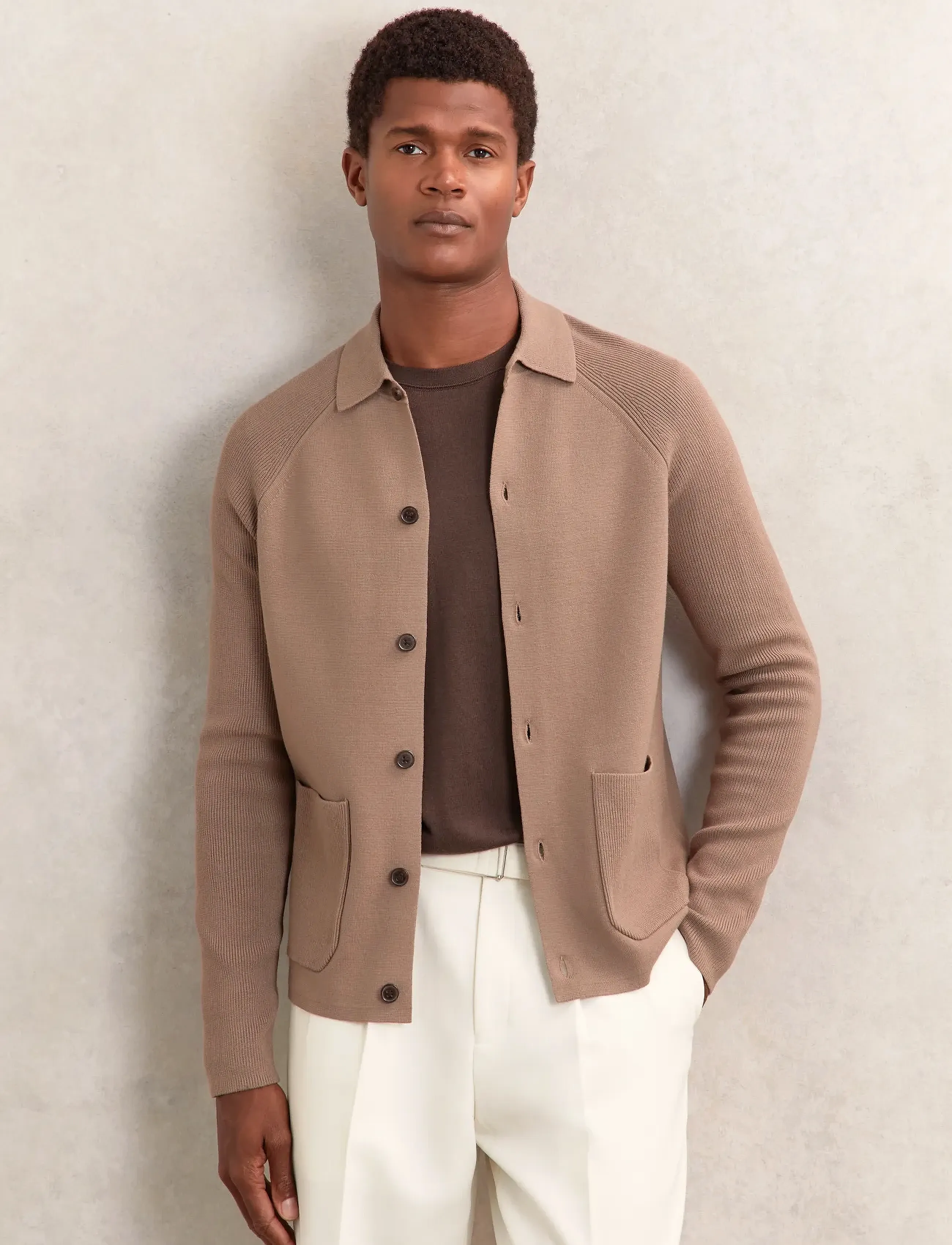 Reiss FITZGERALD - Gestrickte Polohemden - CAMEL BROWN / beige