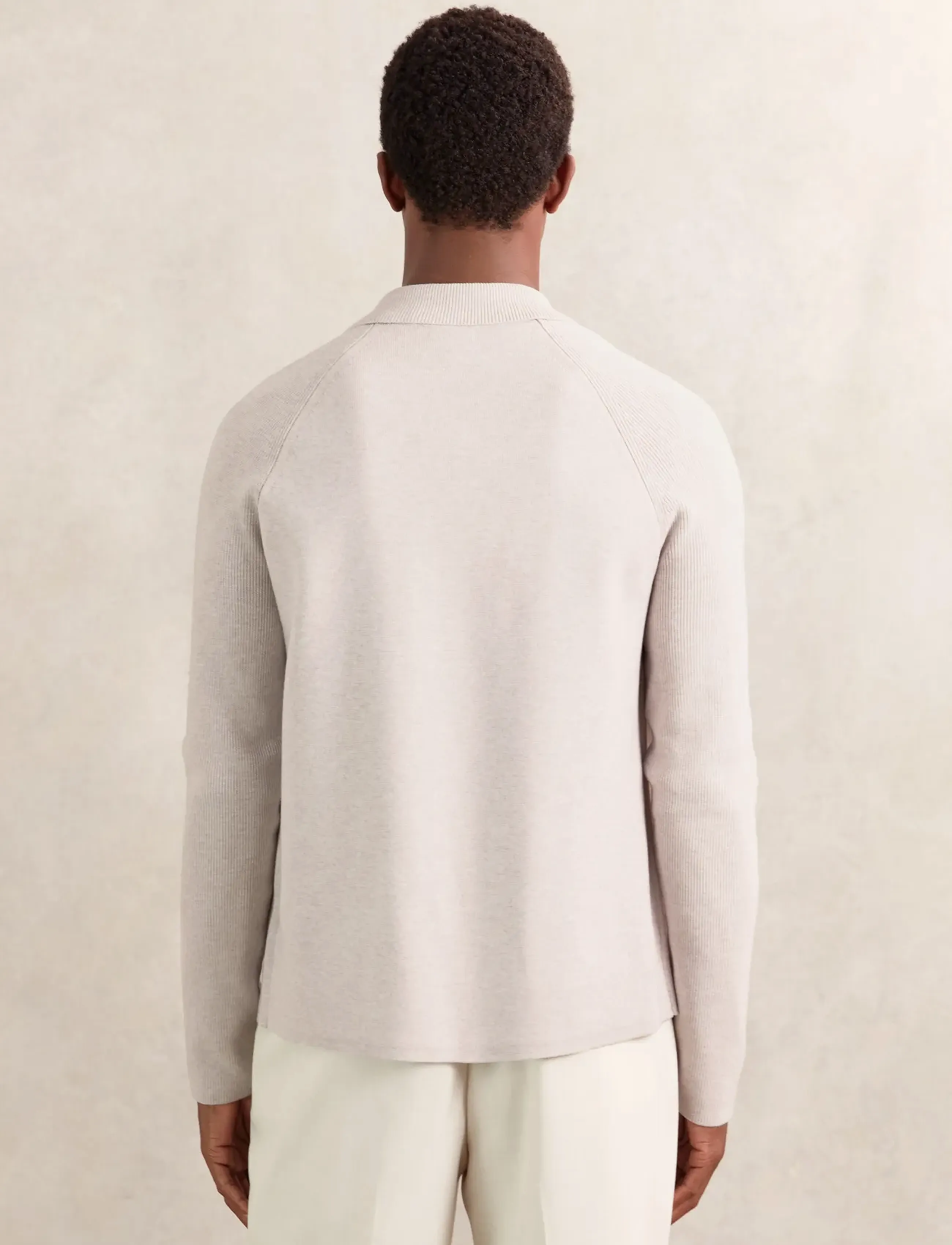Reiss - FITZGERALD - långärmade stickade pikétröjor - oatmeal brown - 2