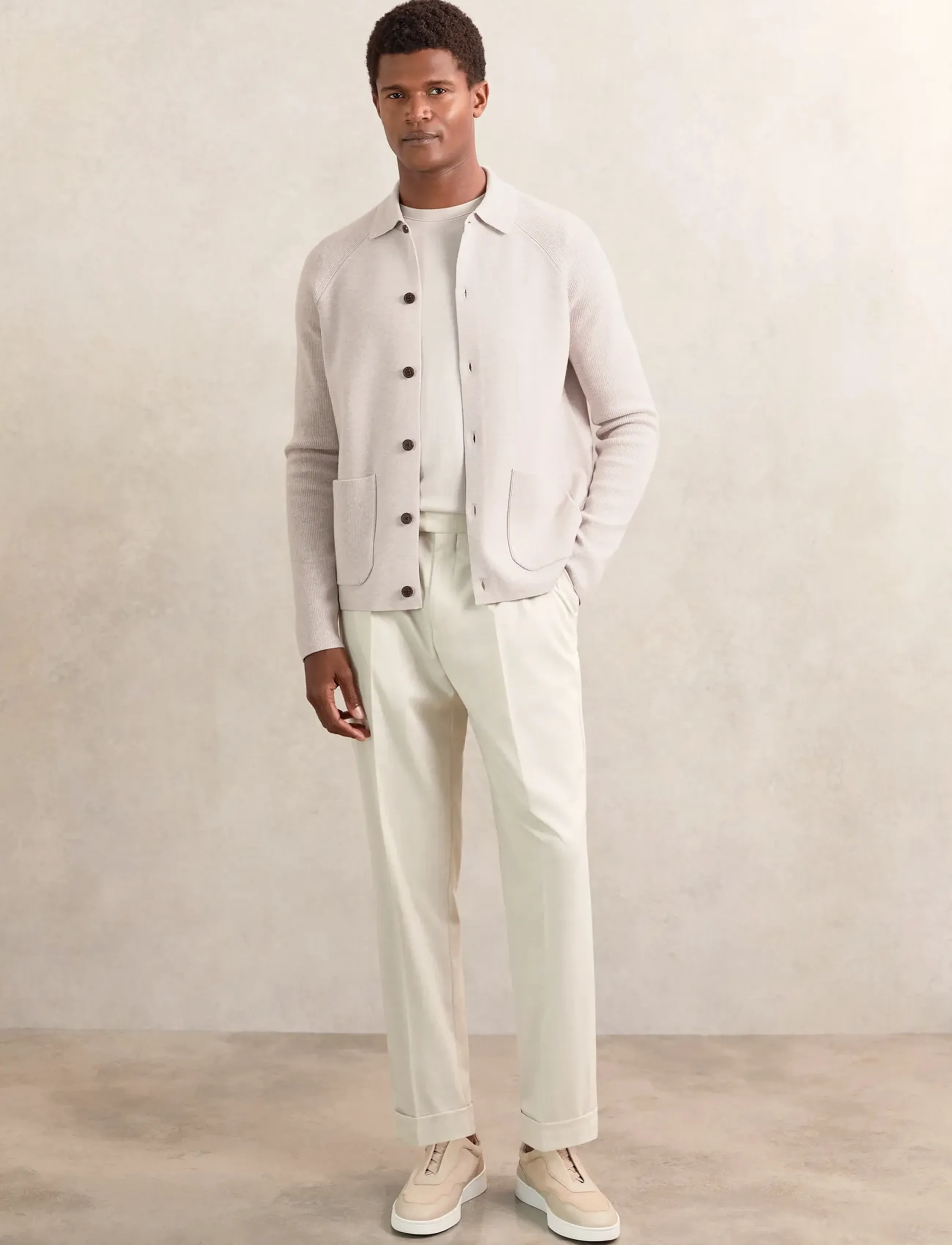 Reiss - FITZGERALD - långärmade stickade pikétröjor - oatmeal brown - 3