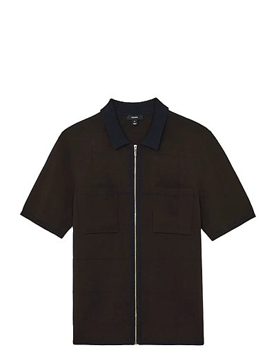 Reiss BAXTER - Poloskjorter i strik med korte ærmer - CHOCOLATE BROWN/NAVY BLUE / brown