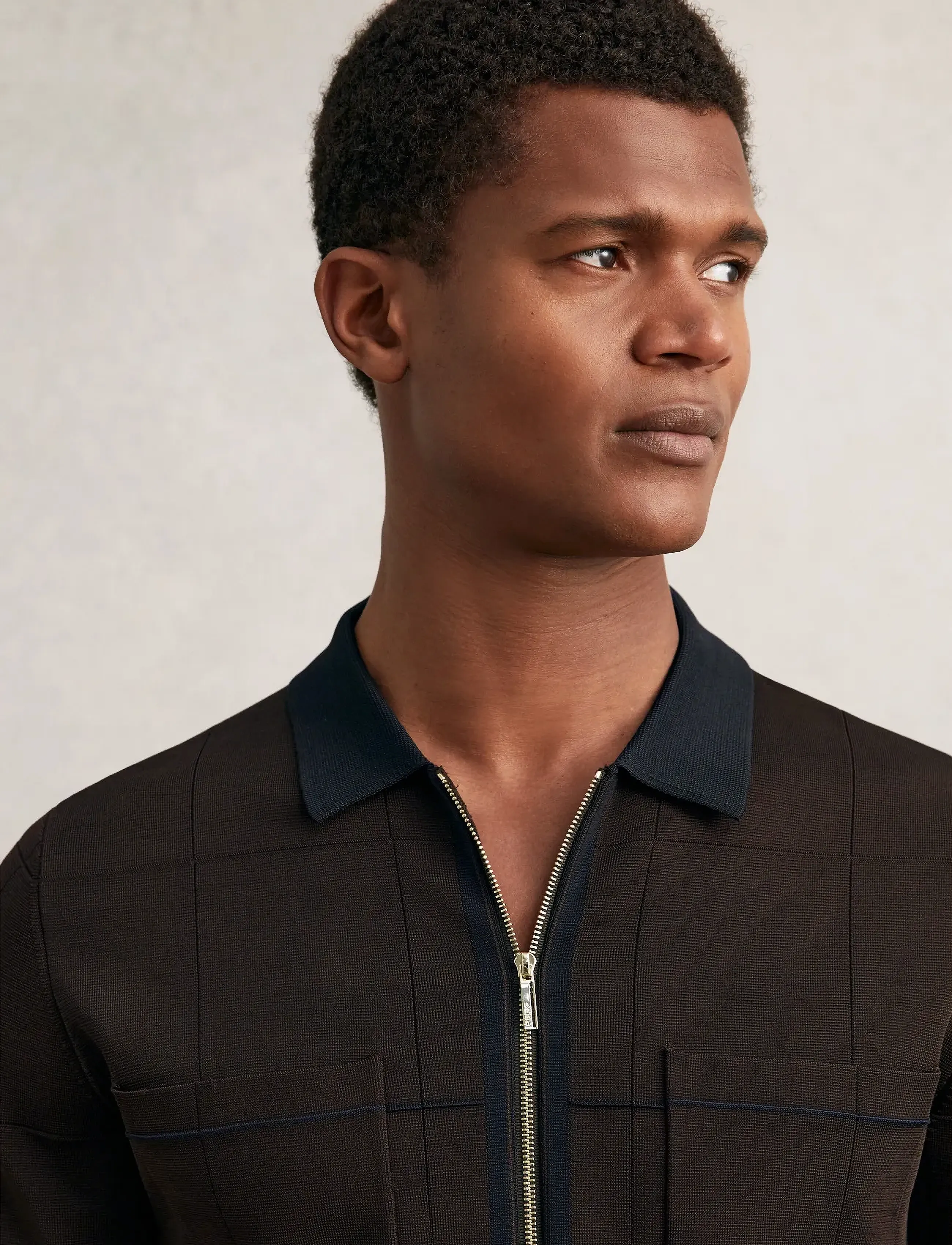 Reiss - BAXTER - stickat - chocolate brown/navy blue - 3