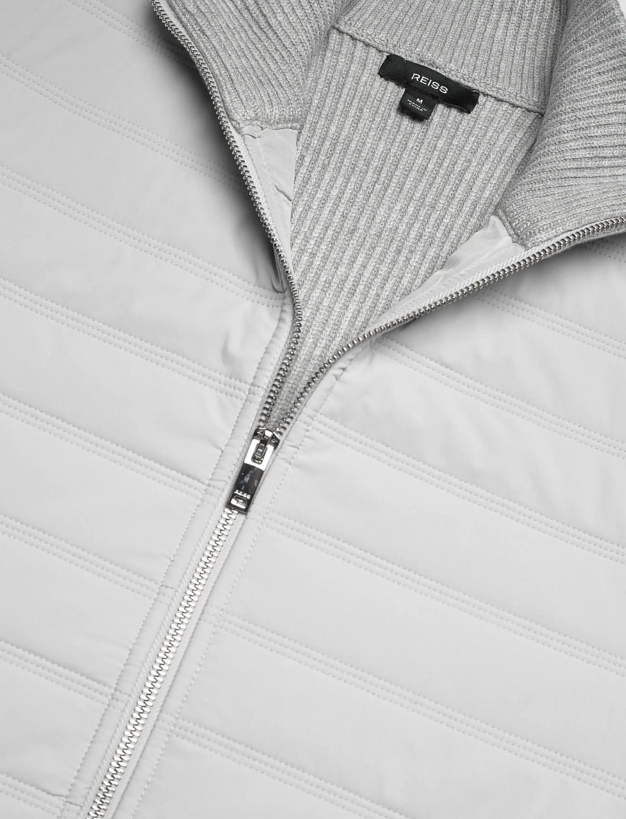 Reiss - TOWNSEND - pullover mit durchgehendem reißverschluss - soft grey - 2