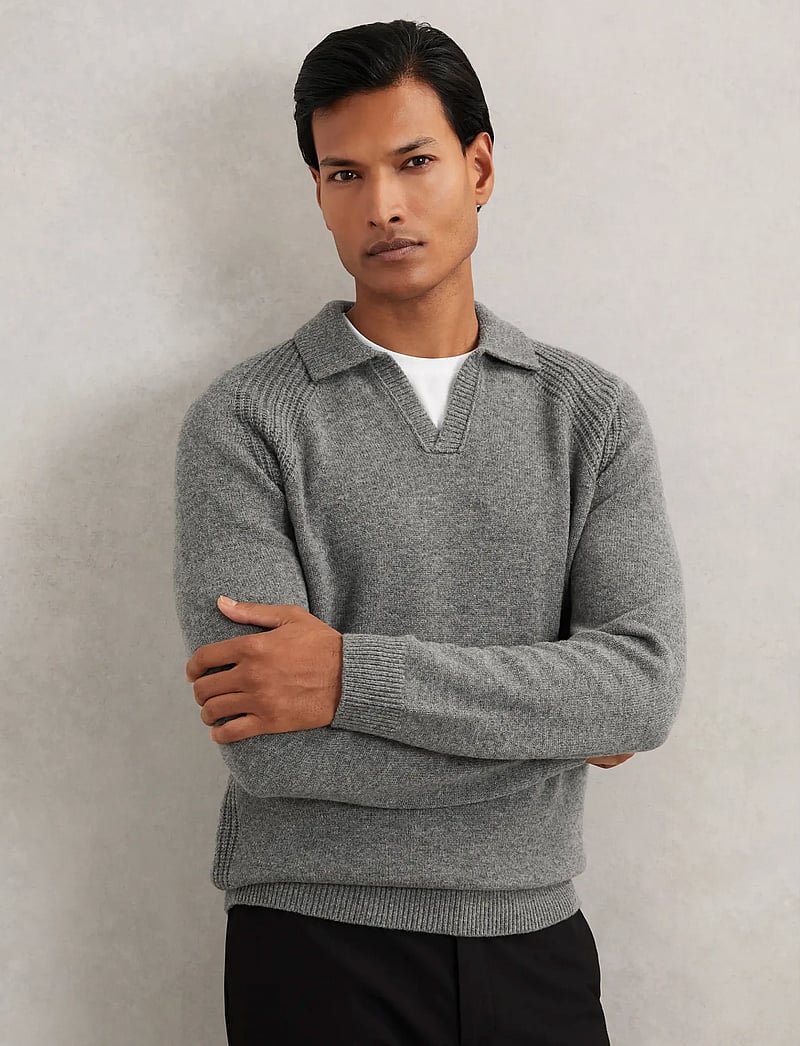 Reiss - BANBURY - gestrickte polohemden - mid grey melange - 0