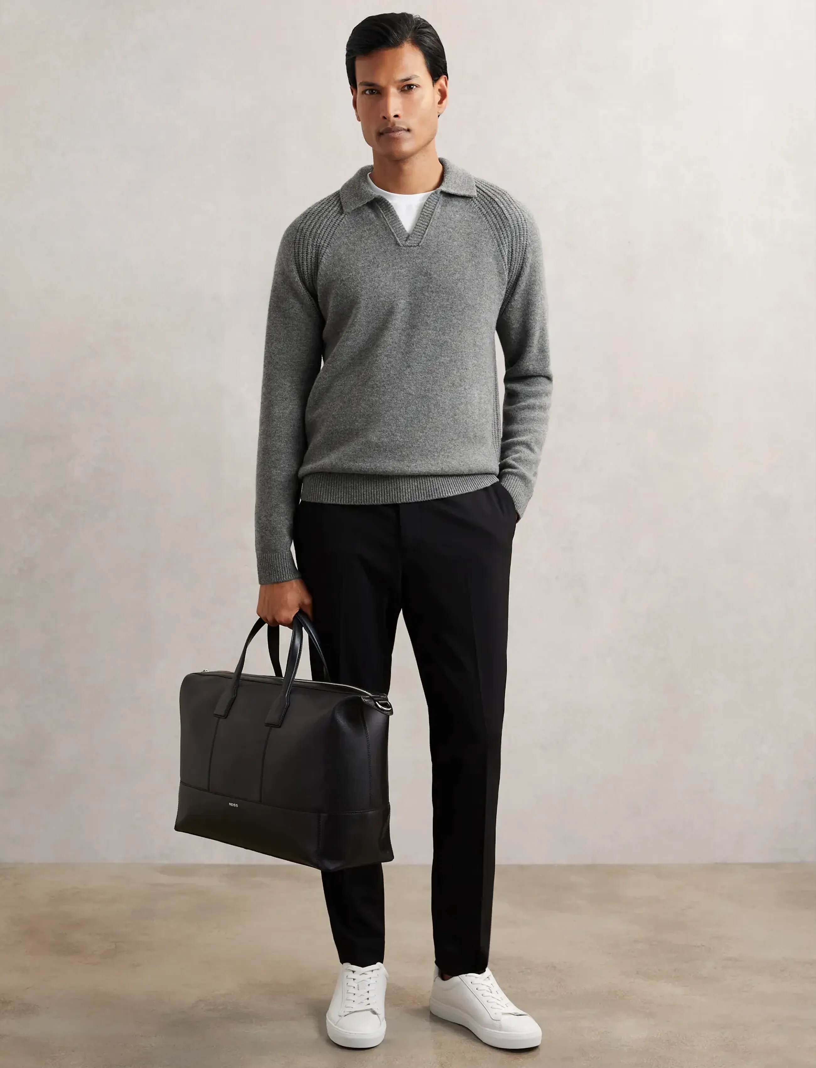 Reiss - BANBURY - strik - mid grey melange - 4