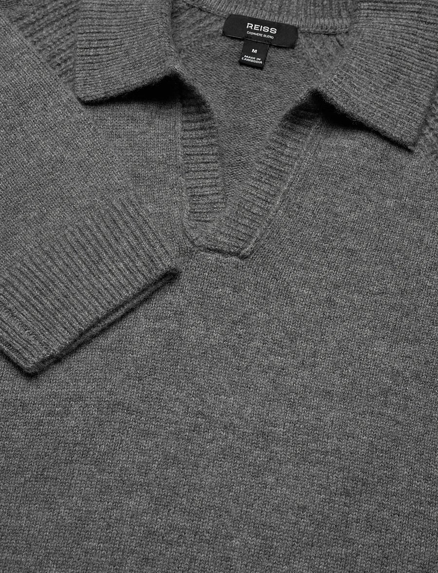 Reiss - BANBURY - langärmelige gestrickte polohemden - mid grey melange - 5