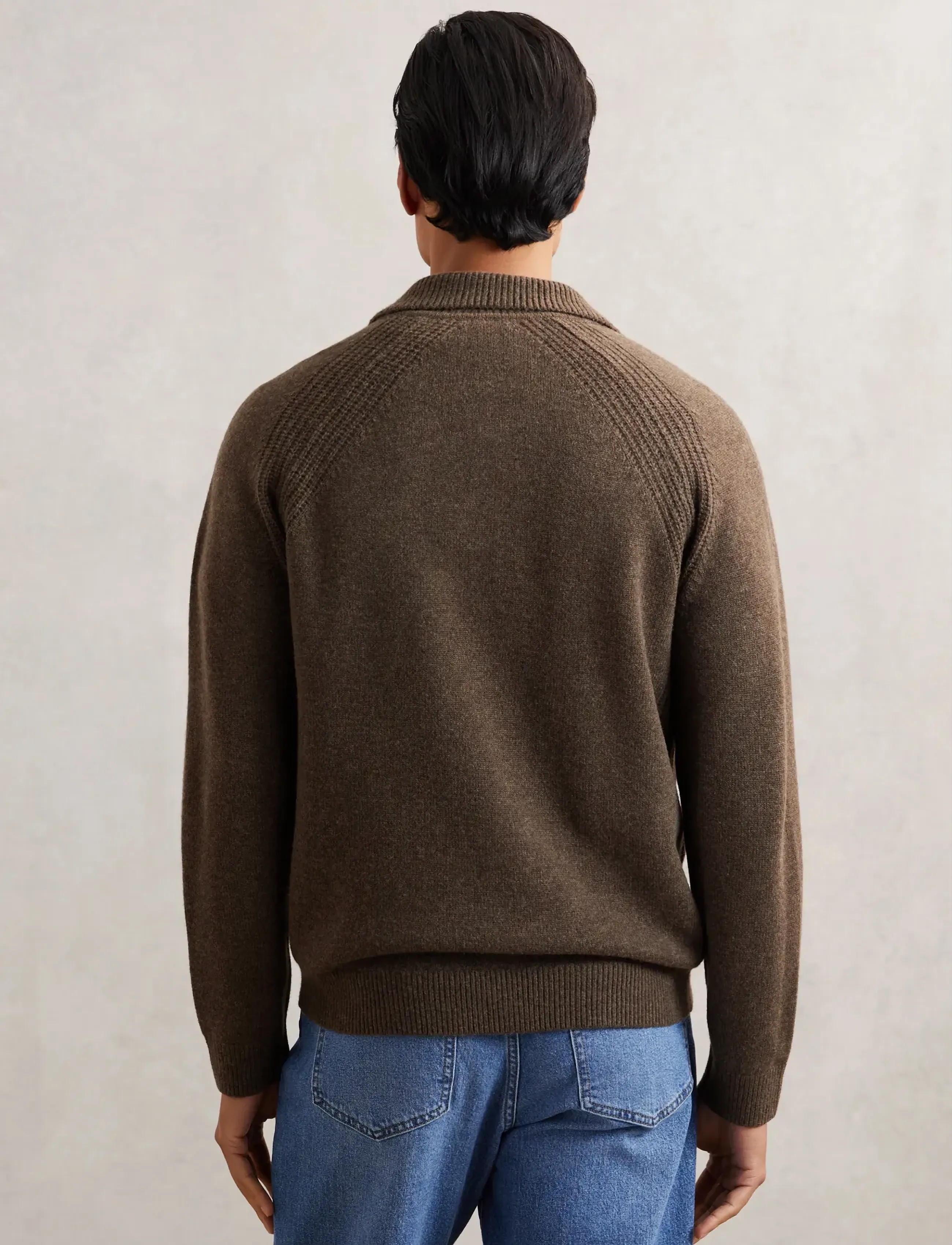 Reiss - BANBURY - long-sleeved knitted polos - pecan brown - 3