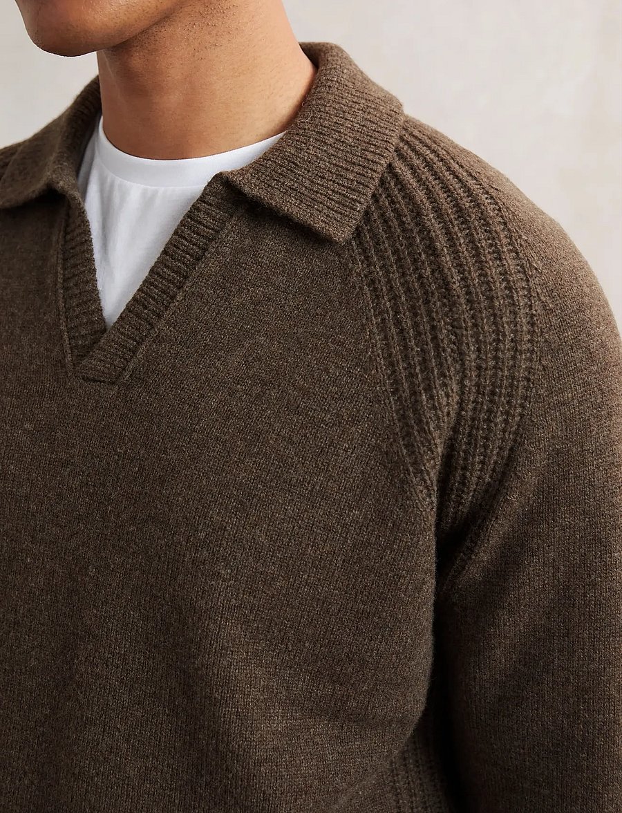 Reiss - BANBURY - langärmelige strick-polohemden - pecan brown - 4