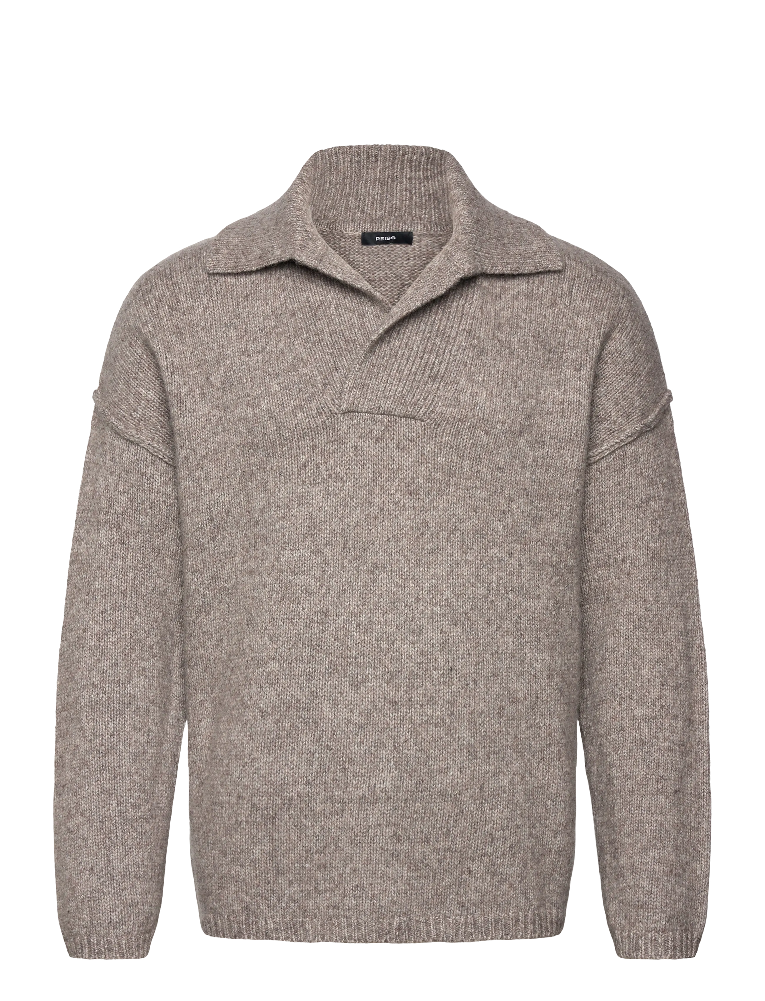 Reiss Vatali, Mænd, Strikket Polotrøje, Beige, Str: M