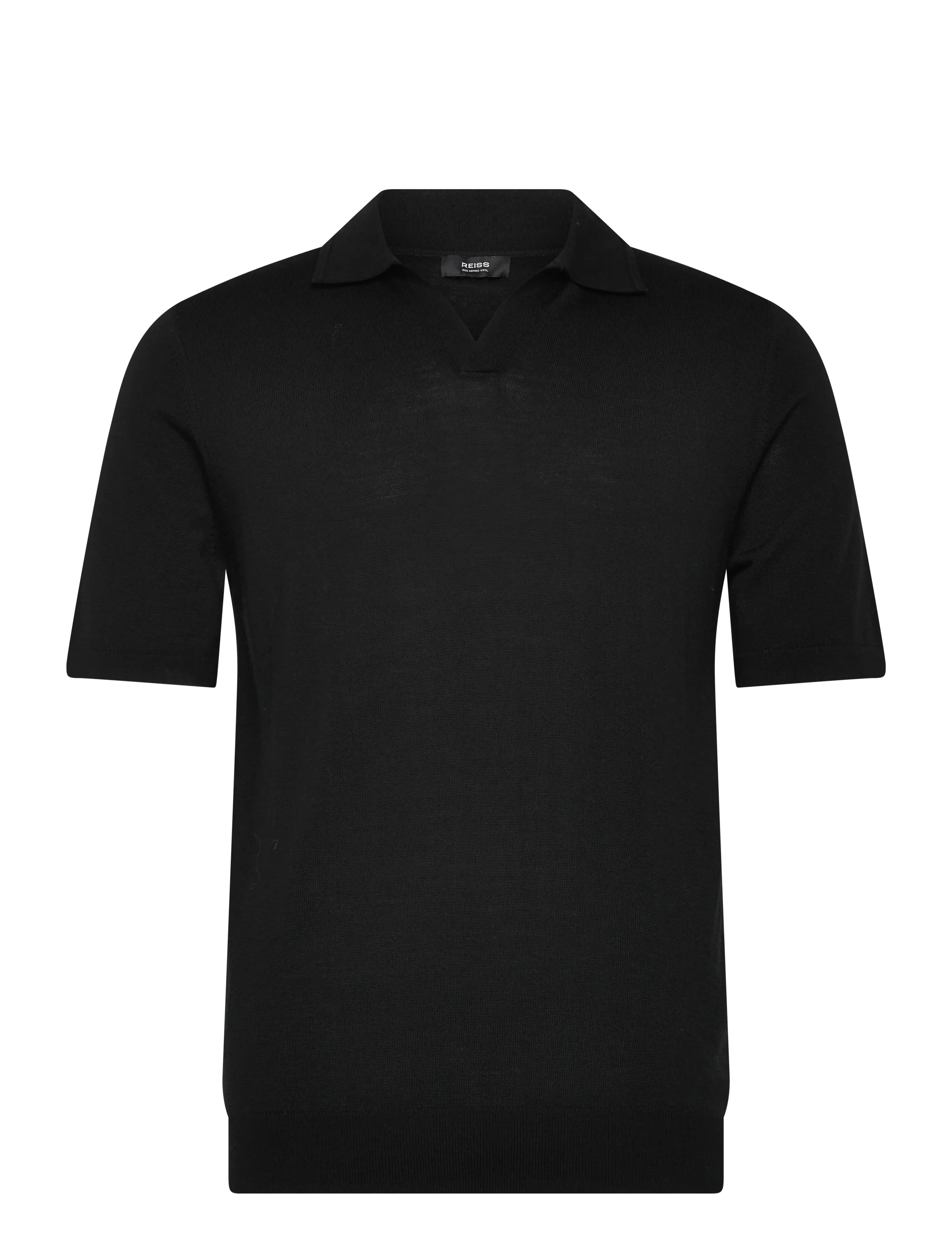Reiss Duchie, Mænd, Strikket Kortærmet Poloshirt, Sort, Str: M