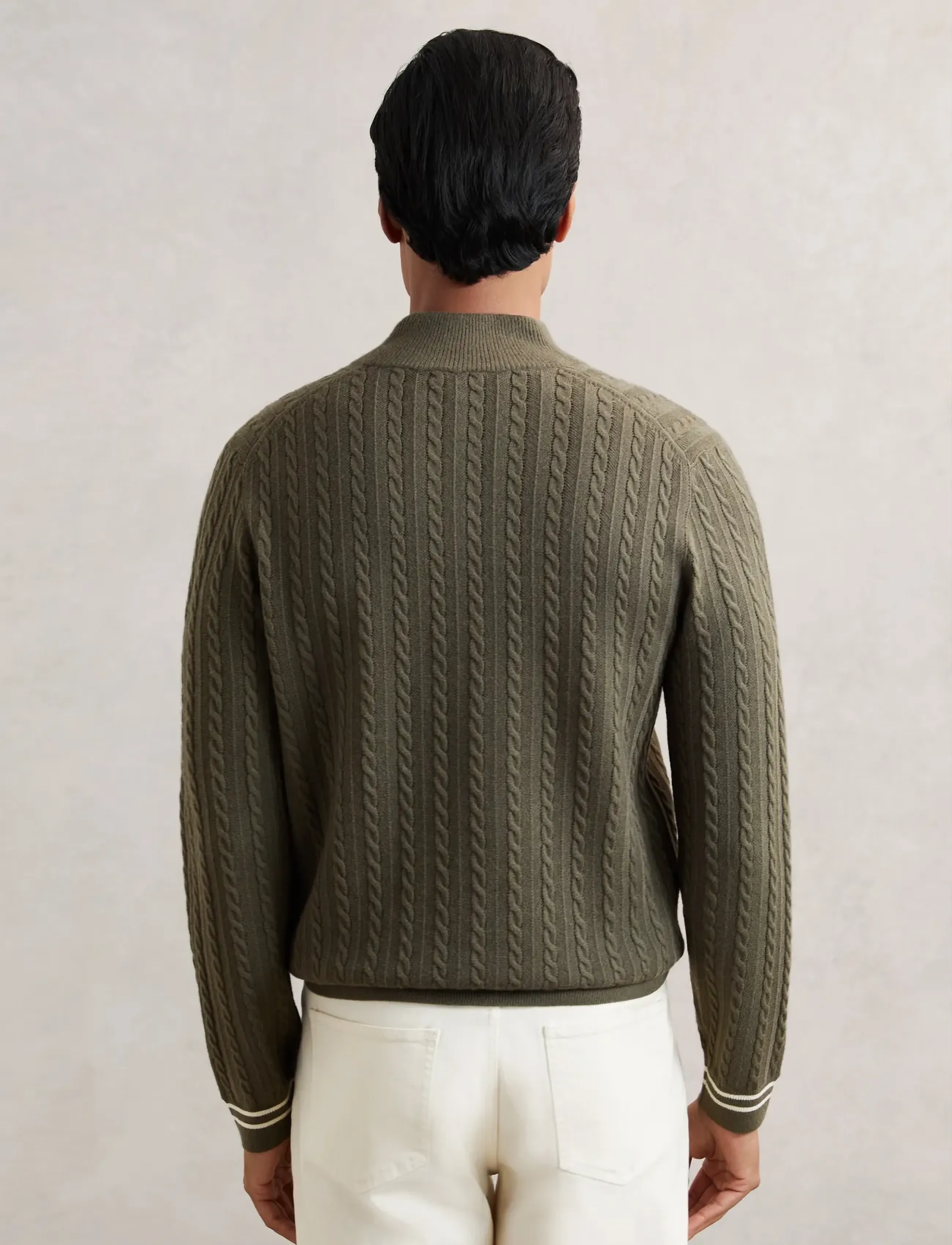 Reiss - TUSCANO - pullover mit halbem reißverschluss - khaki green - 3