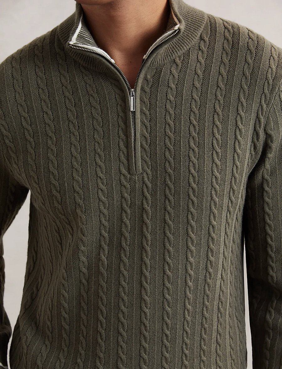 Reiss - TUSCANO - džemperiai su pusiniu užtrauktuku - khaki green - 4