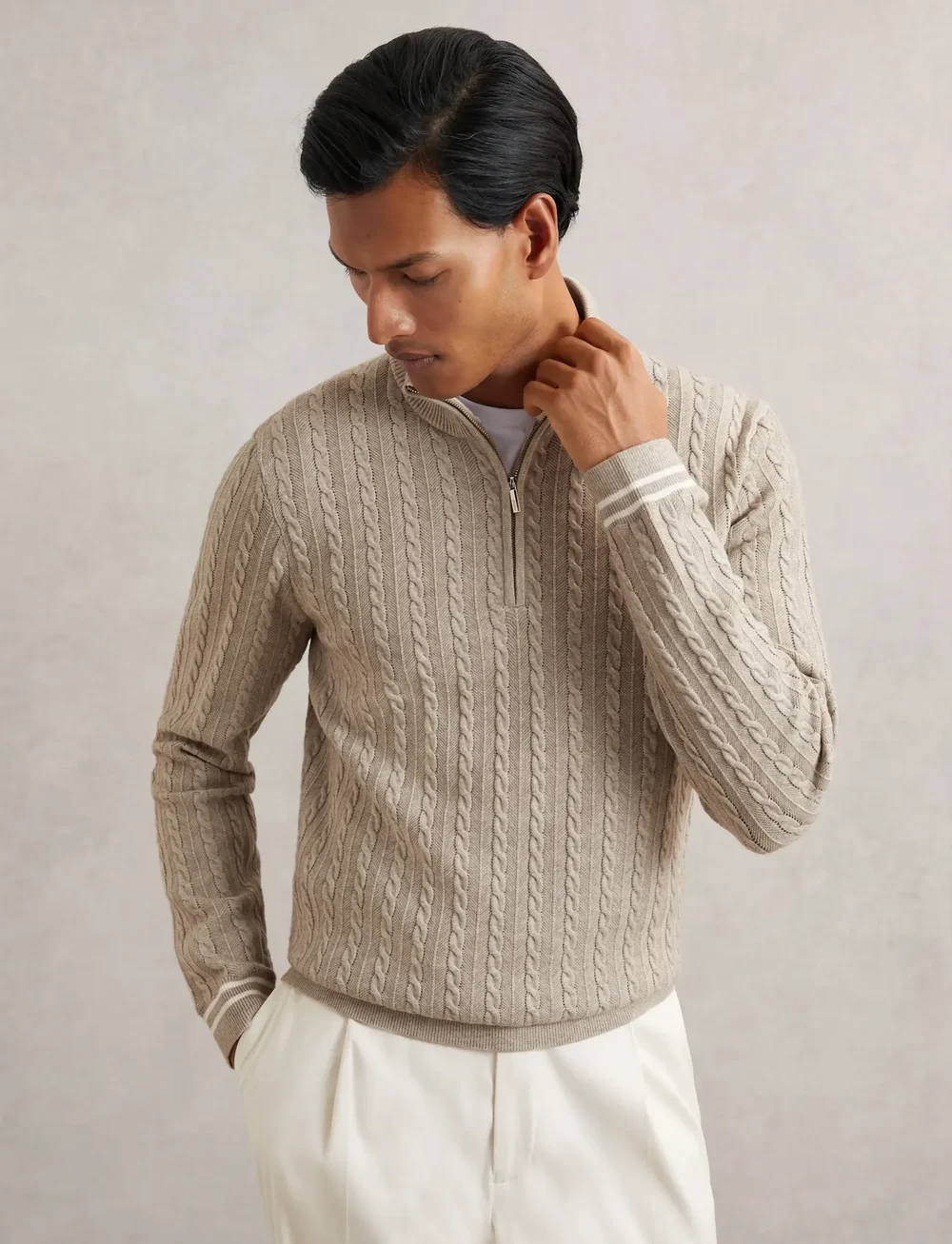 Reiss - TUSCANO - half zip - oatmeal brown - 0