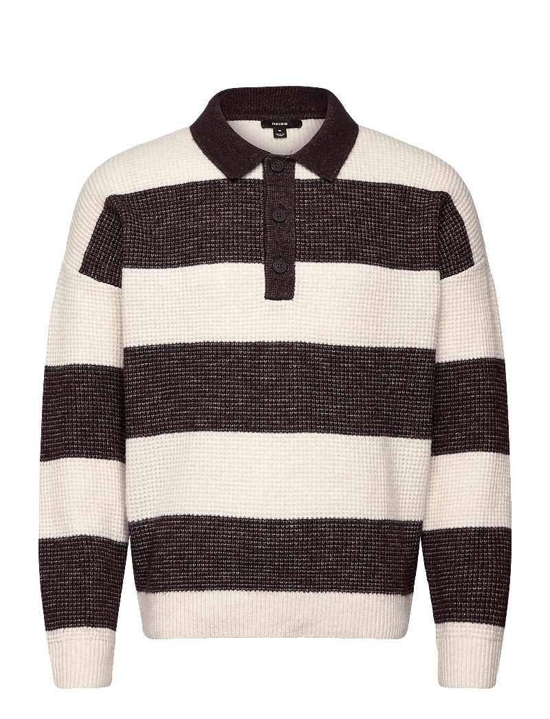 Reiss - HORICE - polostrik - chocolate brown/off white - 0