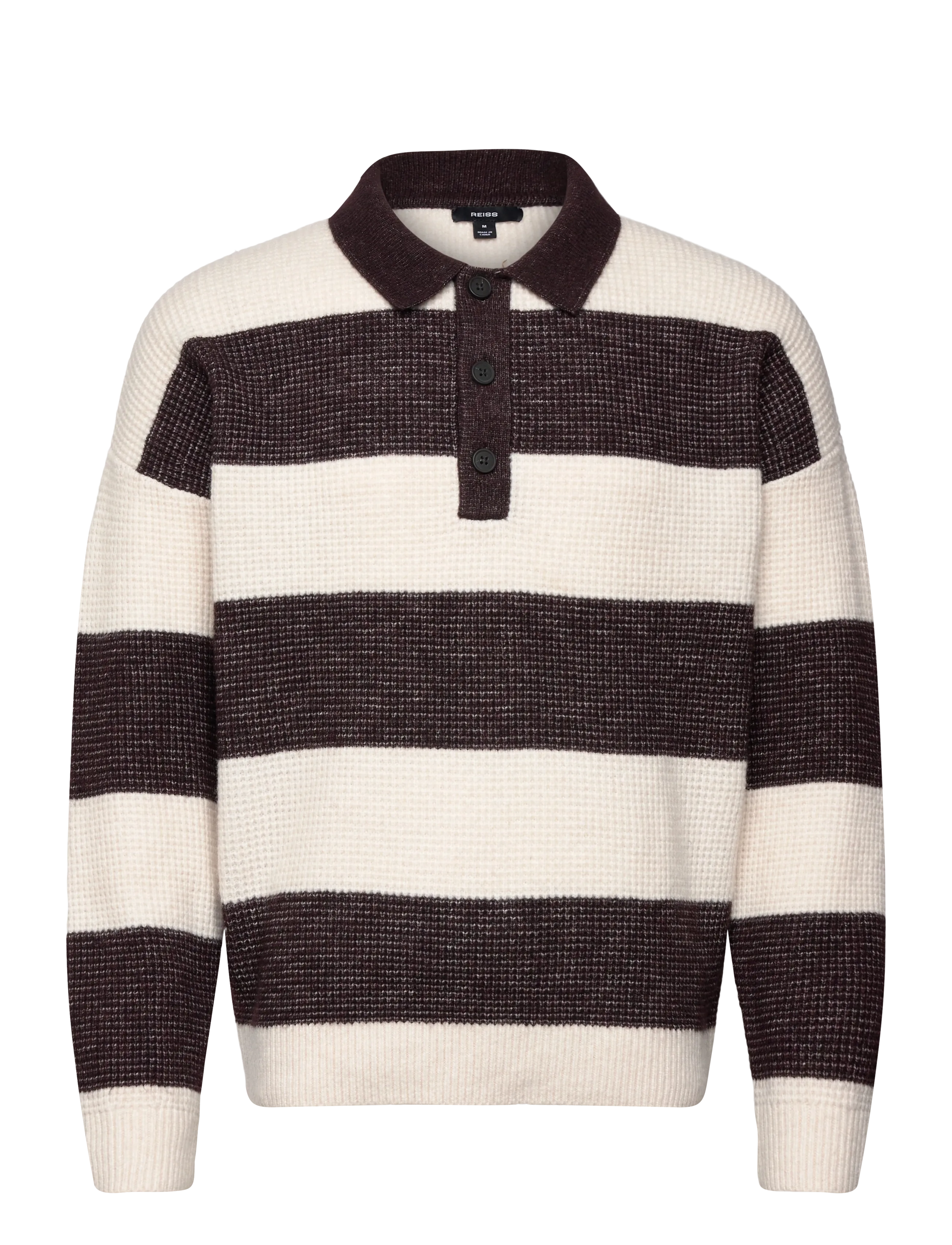 Reiss HORICE - Strickmode - CHOCOLATE BROWN/OFF WHITE / cream