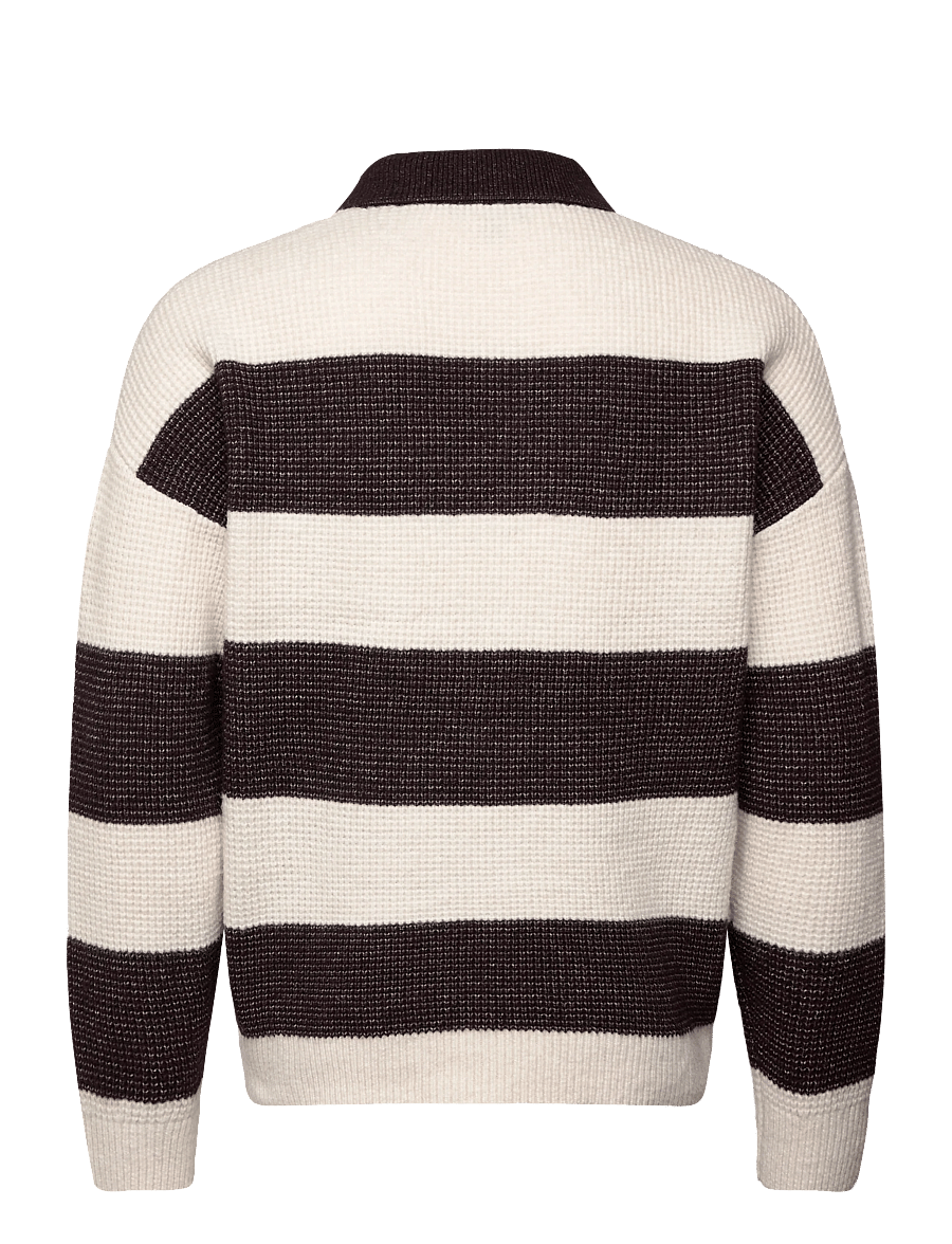 Reiss - HORICE - langärmelige gestrickte polohemden - chocolate brown/off white - 1