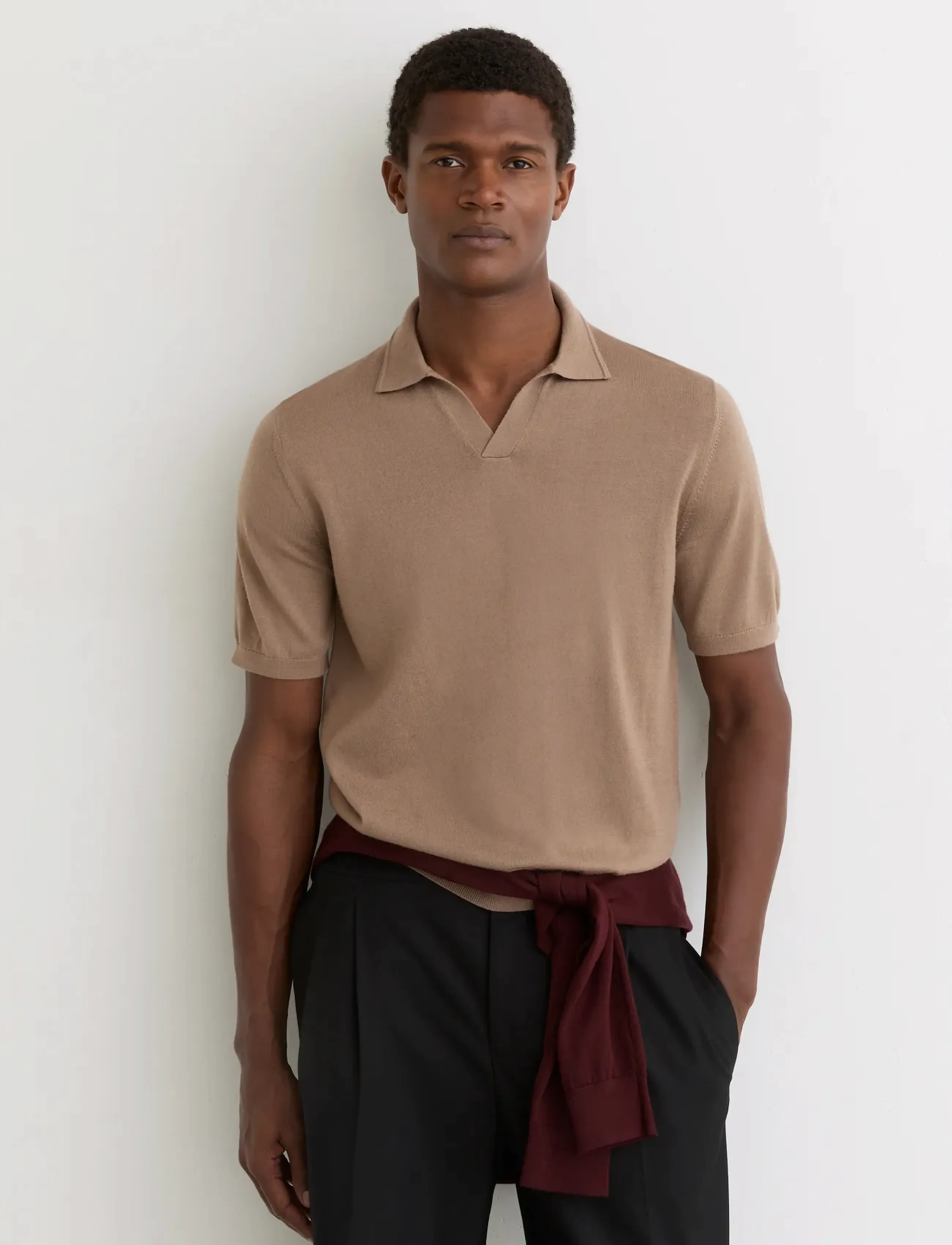 Reiss Duchie, S, Brown, Strik > Kortærmede Strikkede Poloer, Herre