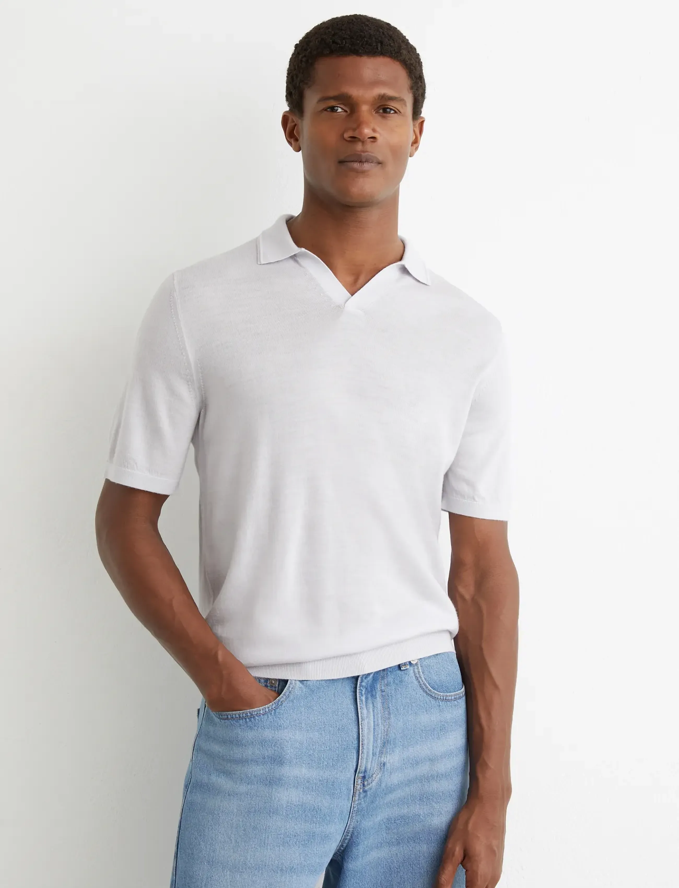 Reiss Duchie, Mænd, Strikket Poloshirt, Blå, Str: L