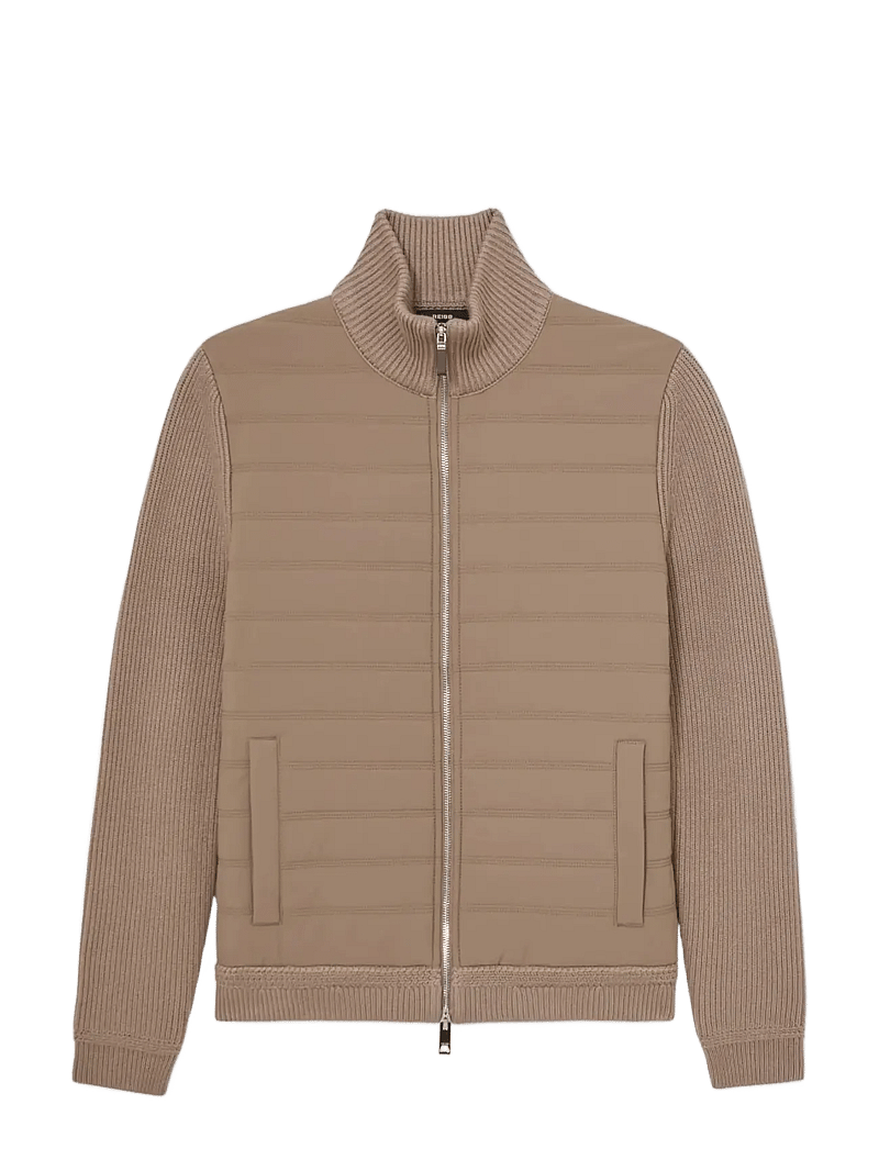 Reiss - TOWNSEND - pullover mit durchgehendem reißverschluss - taupe brown - 1