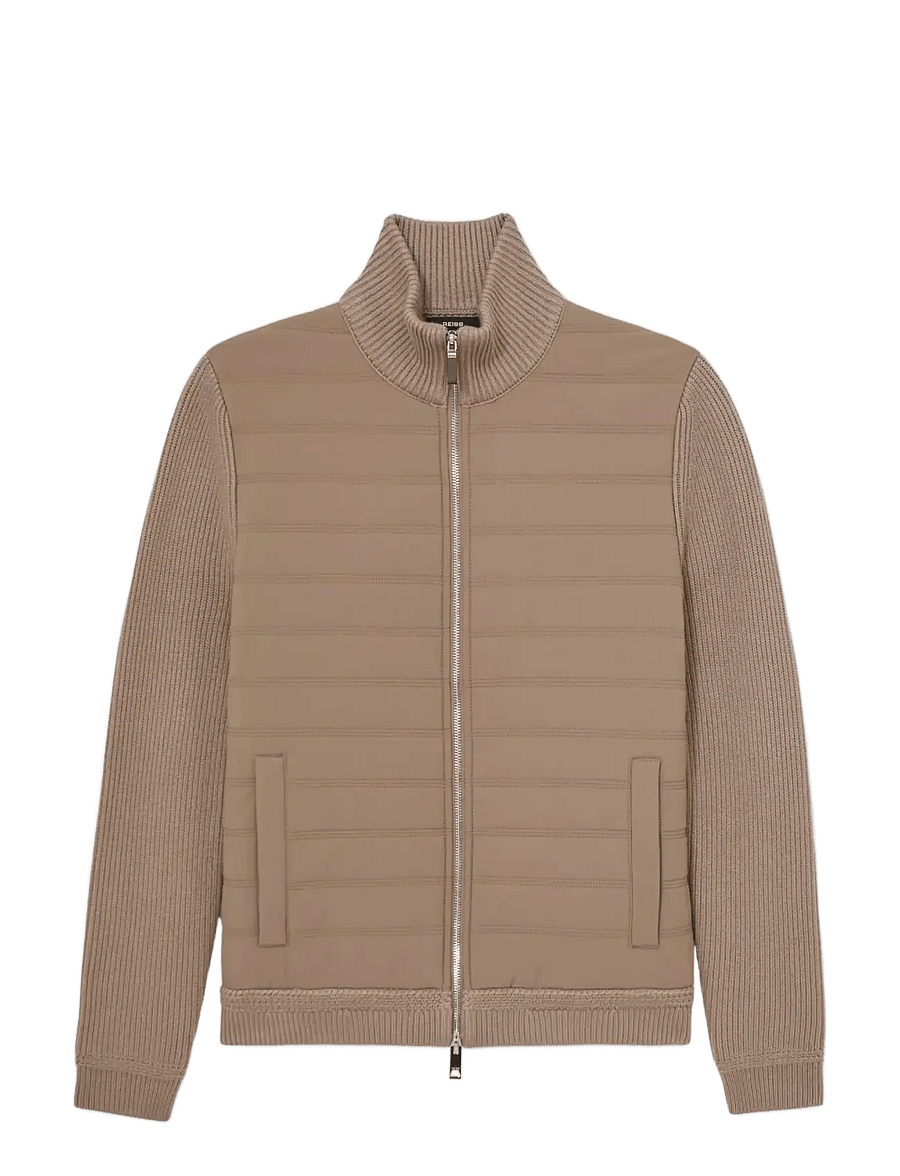 Reiss - TOWNSEND - pullover mit durchgehendem reißverschluss - taupe brown - 1