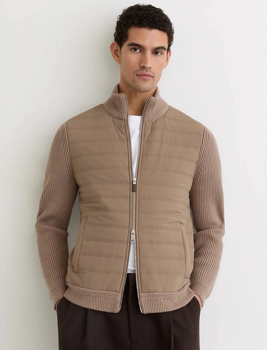 Reiss - TOWNSEND - pullover mit durchgehendem reißverschluss - taupe brown - 0