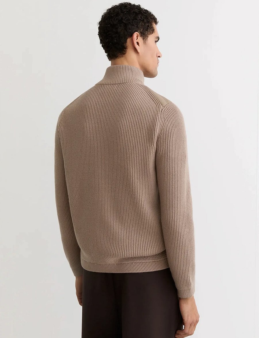 Reiss - TOWNSEND - pullover mit durchgehendem reißverschluss - taupe brown - 2