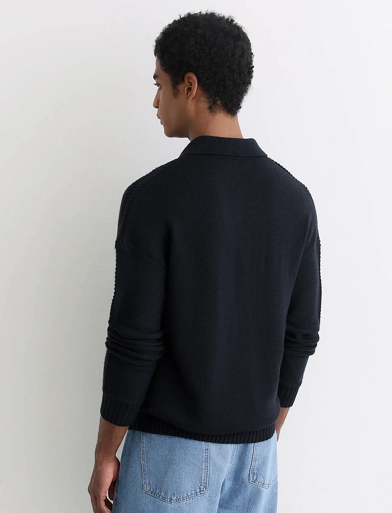 Reiss - ELM - langärmelige gestrickte polohemden - navy - 2