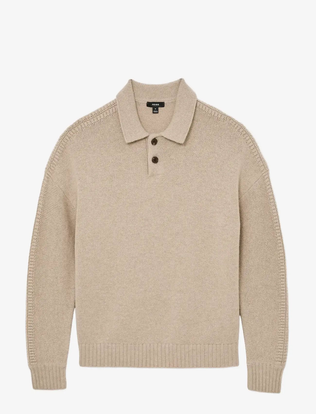 Reiss - ELM - poloer i strik med lange ærmer - oatmeal - 1