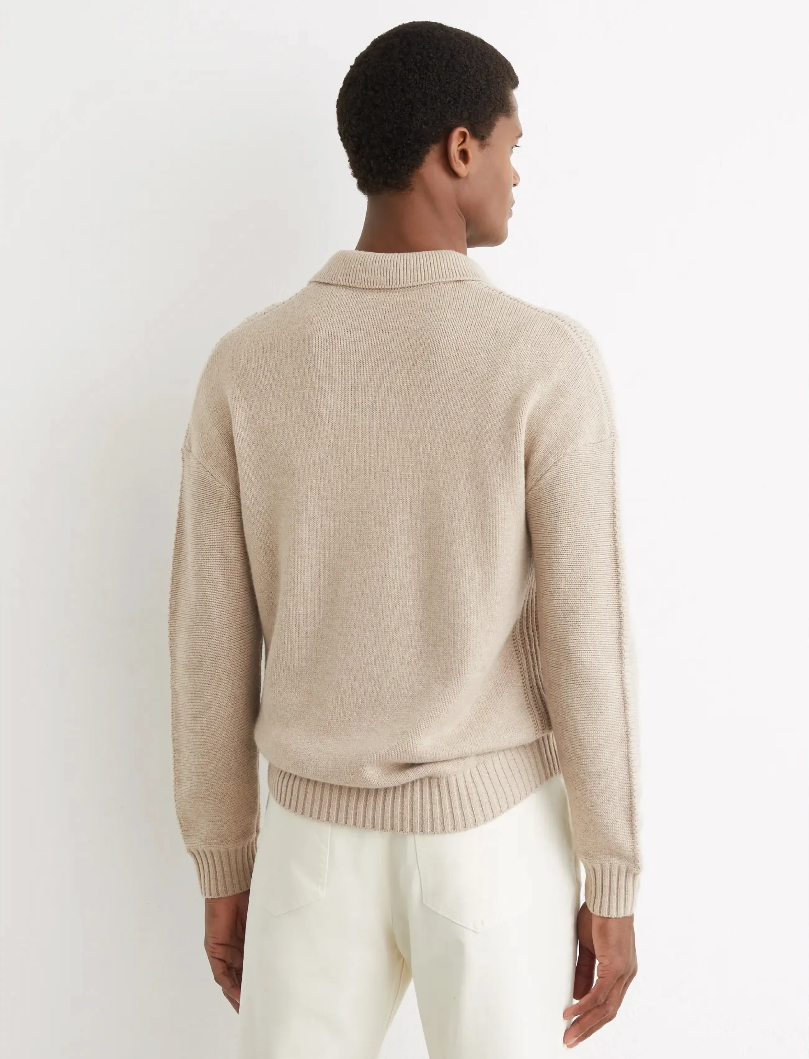 Reiss - ELM - long-sleeved knitted polos - oatmeal - 2