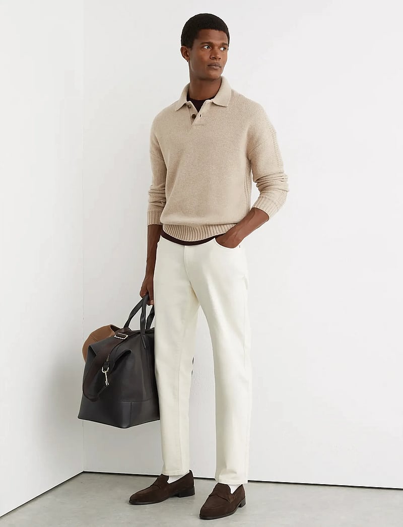 Reiss - ELM - langärmelige gestrickte polohemden - oatmeal - 3