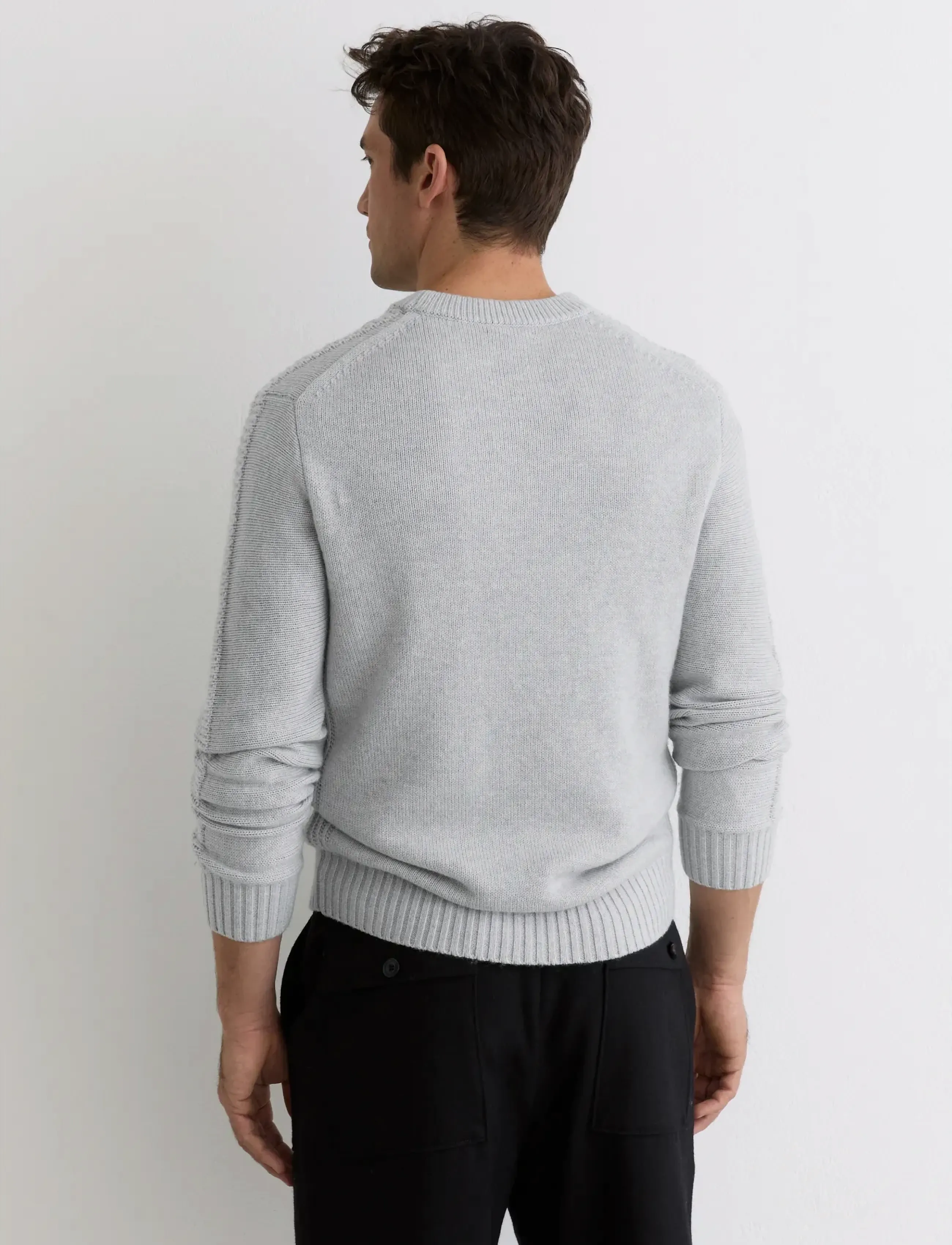 Reiss - BEECH - knitted round necks - soft grey - 3