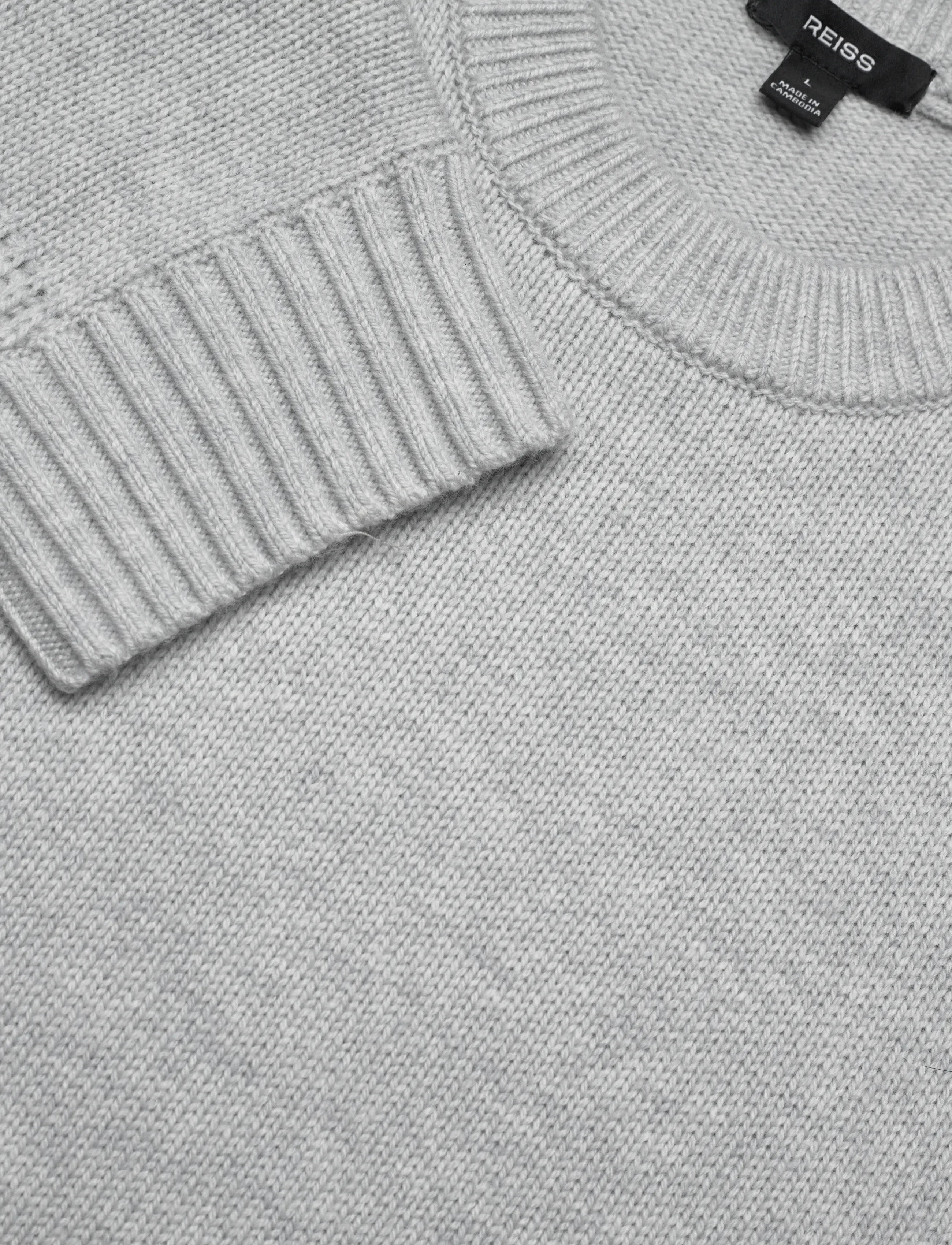 Reiss - BEECH - knitted round necks - soft grey - 5