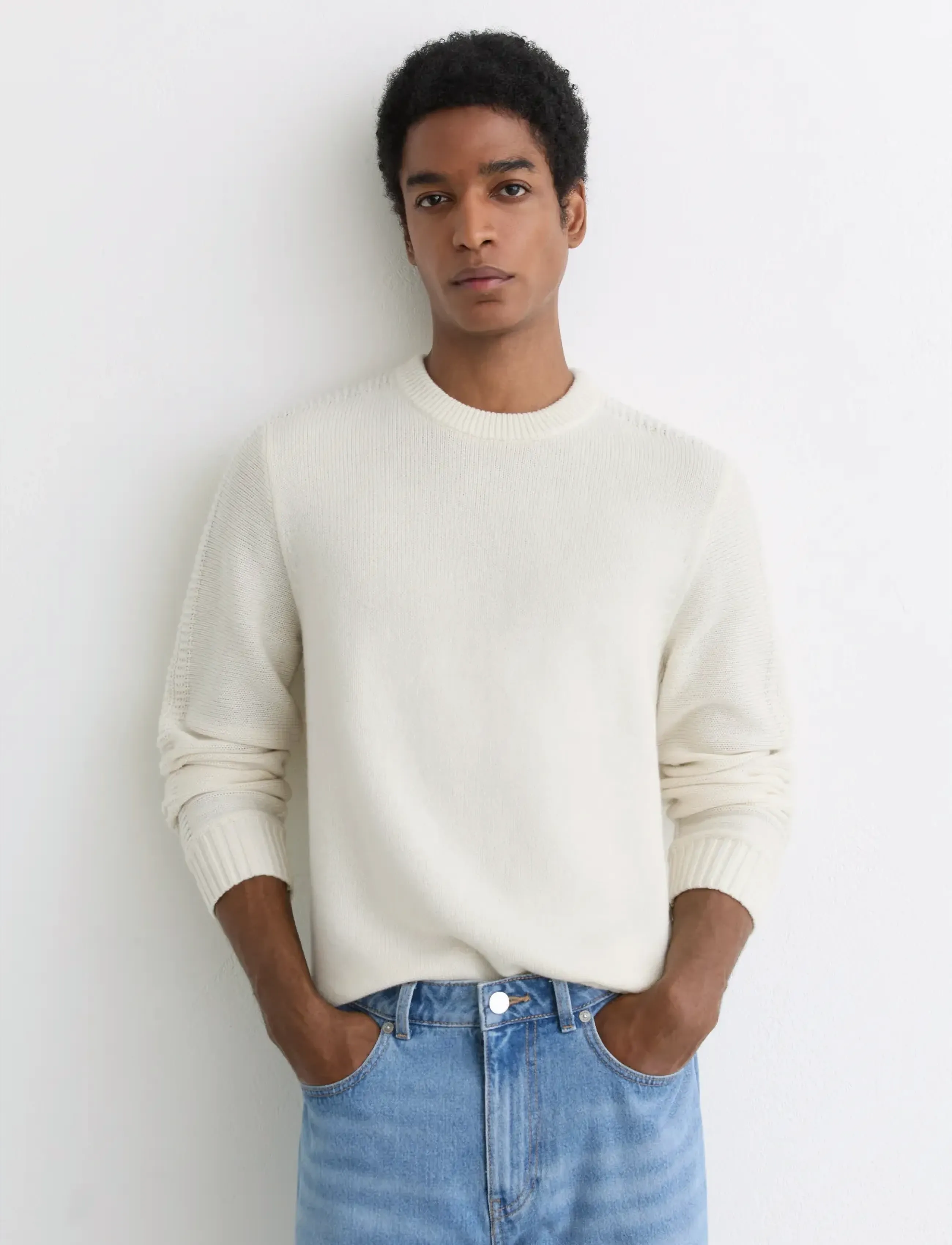 Reiss Beech, Mænd, Sweater, Hvid, Str: XL