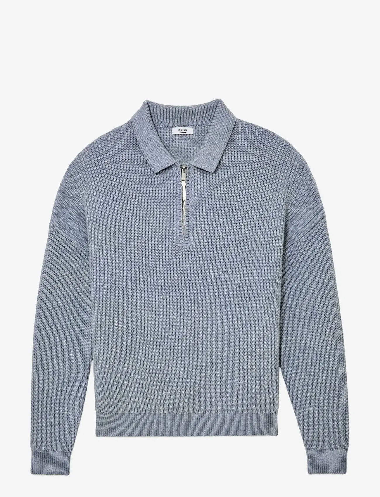 Reiss - PROP - tõmblukk-kaelusega dressipluusid - soft blue melange - 1