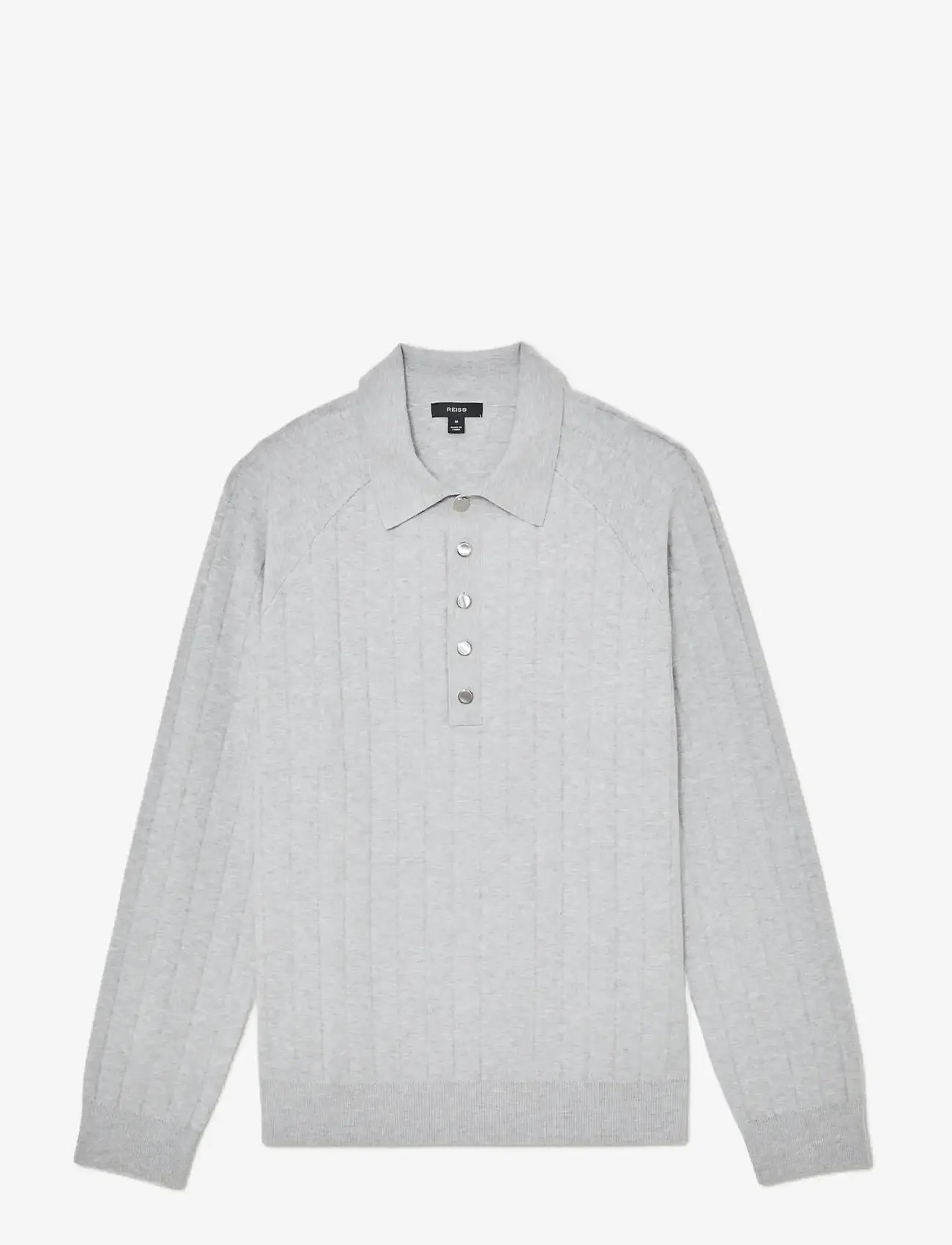 Reiss - DILLINGHAM - long-sleeved knitted polos - soft grey - 1