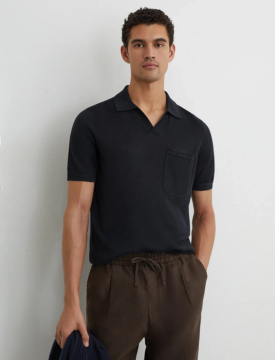 Reiss - FAIRMONT - langärmlige strick-polohemden - navy - 0