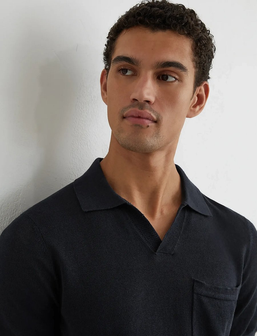 Reiss - FAIRMONT - langärmlige strick-polohemden - navy - 3