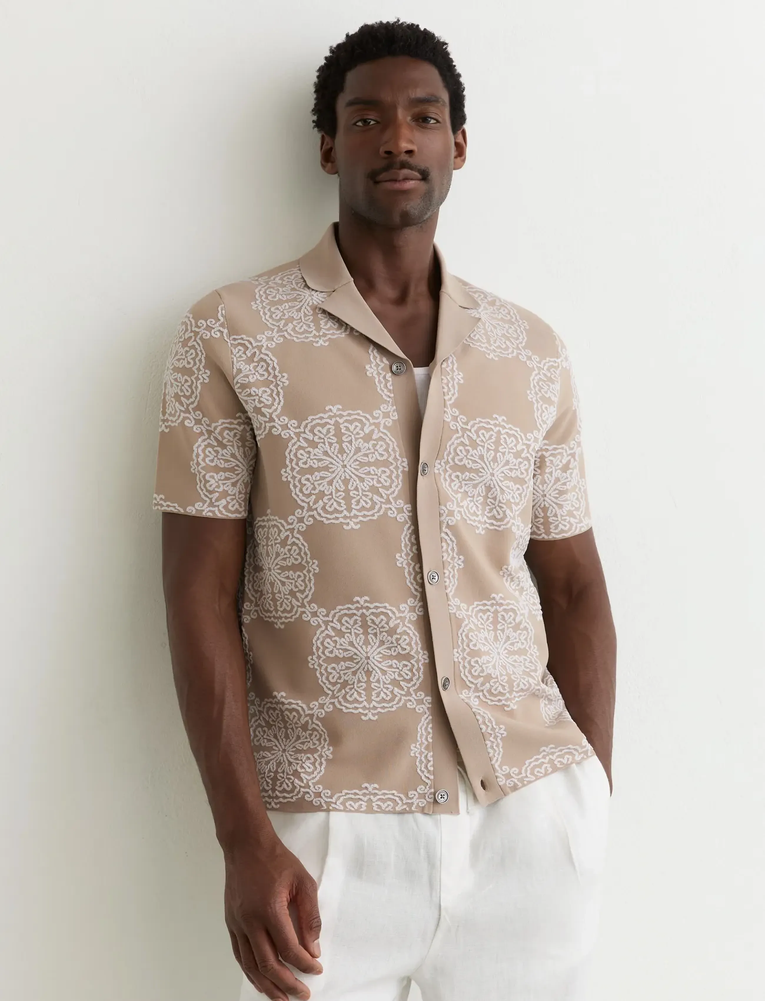 Reiss GABRIEL - Kläder - CHAMPAGNE/WHITE / white