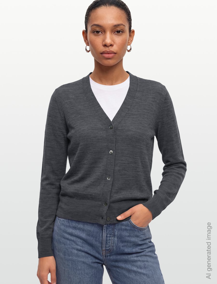 Reiss - SIMI MERINO CARDIGAN - cardigans - charcoal grey - 3