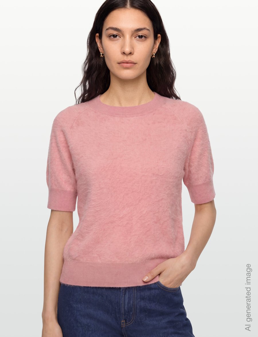 Reiss - JULIA BRUSHED CASHMERE TEE - kaschmir - pink - 3