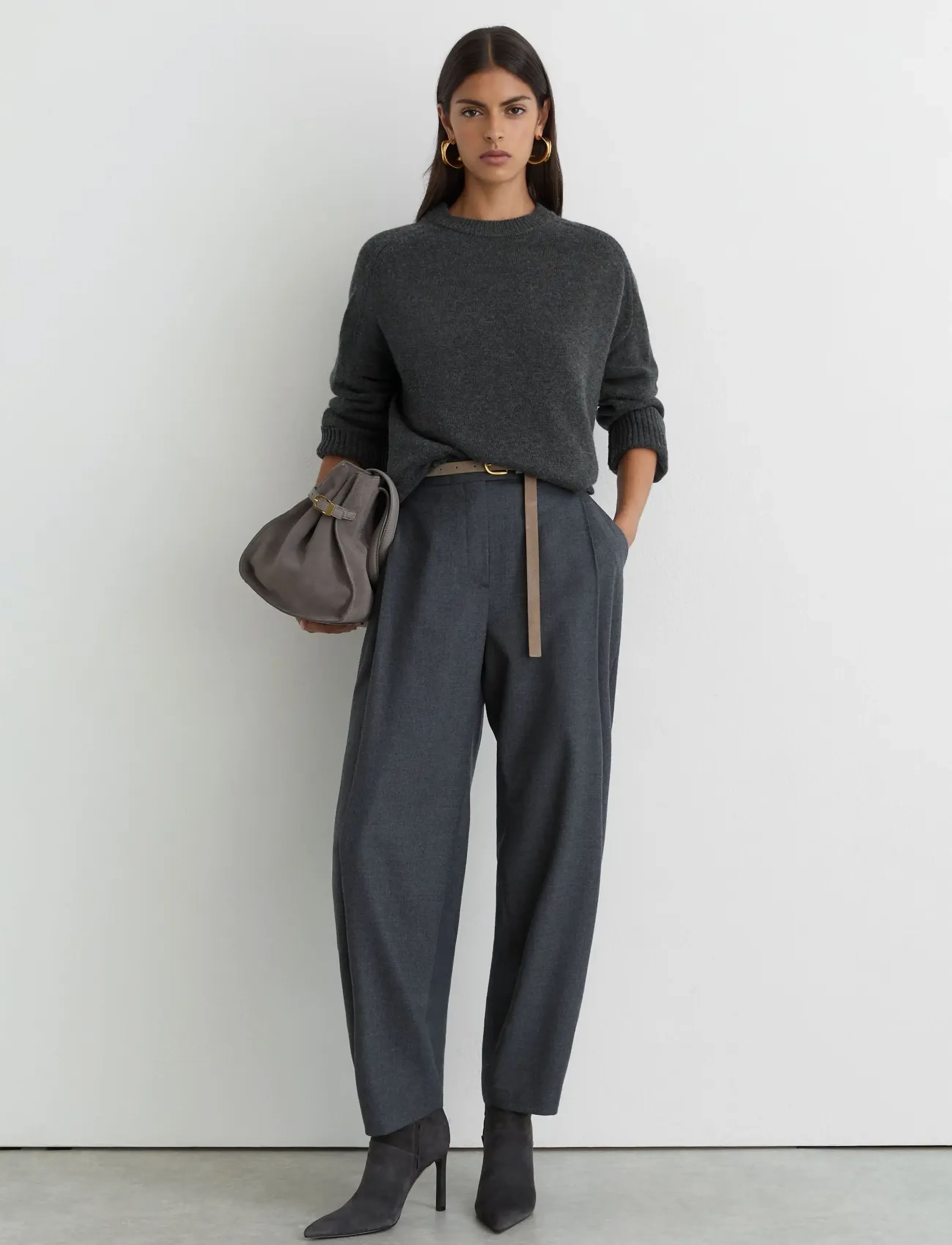 Reiss - RILEY CREW NECK JUMPER - striktrøjer - charcoal grey - 0