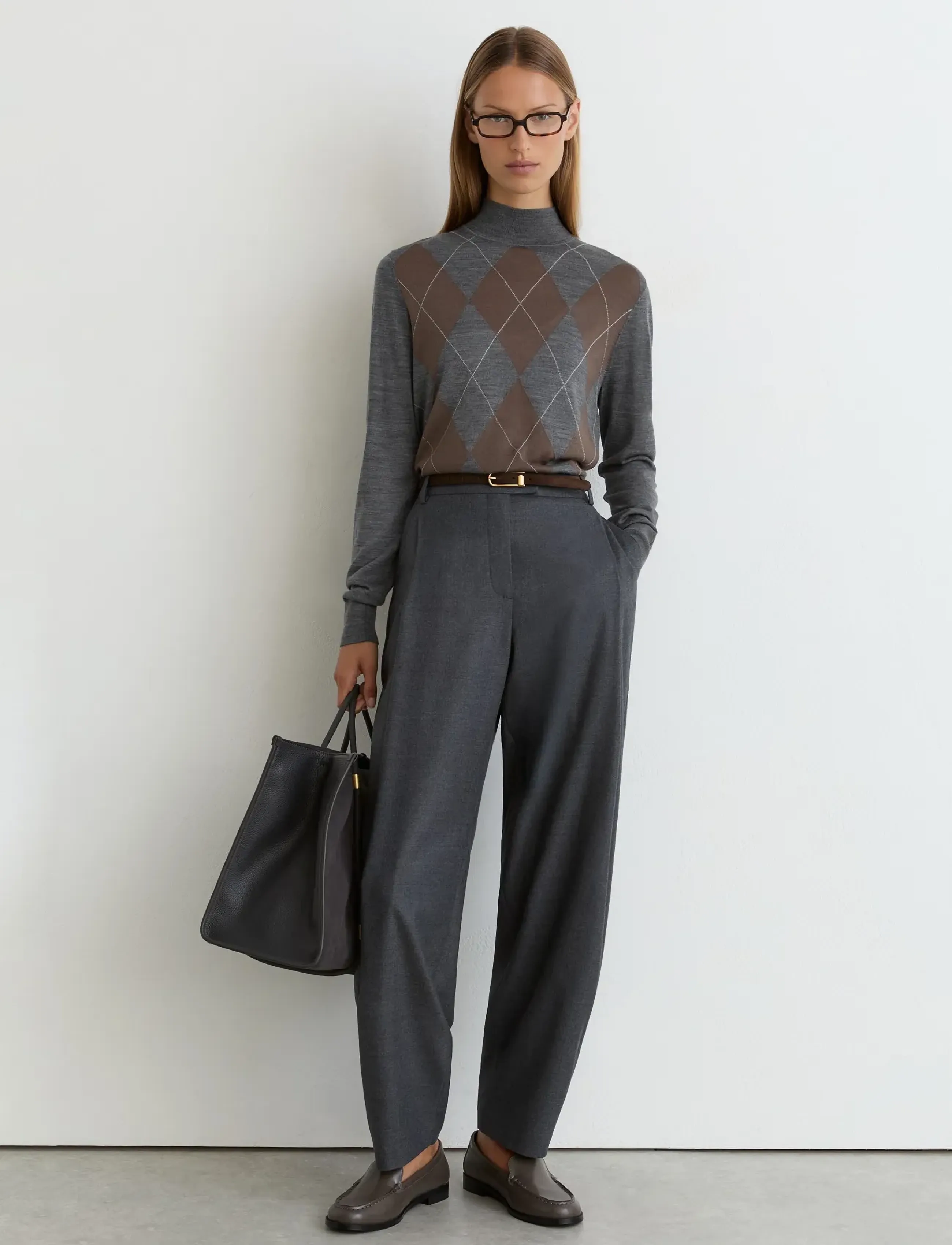 Reiss - SAGE ARGYLE KNIT - stickade tröjor - grey - 0
