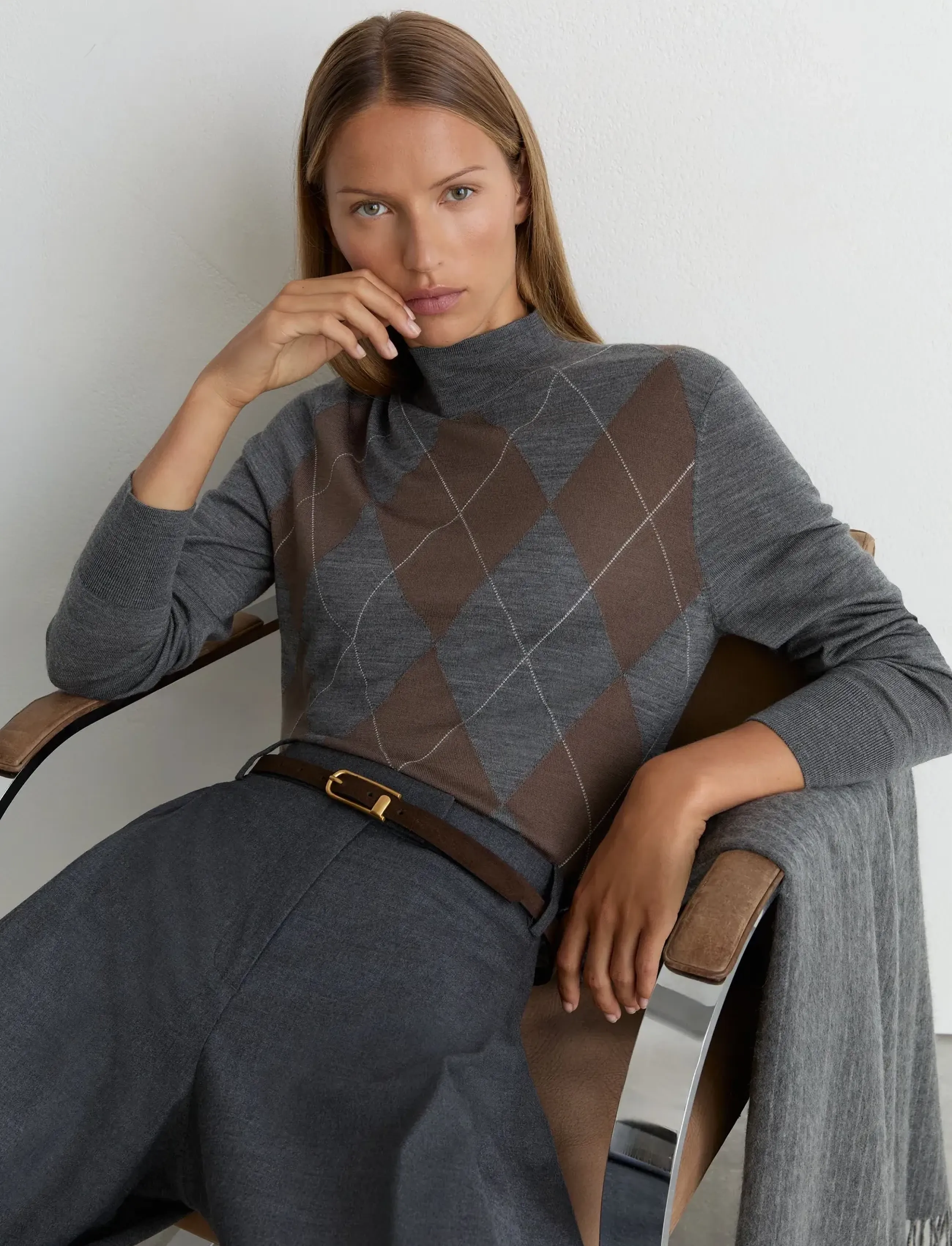 Reiss - SAGE ARGYLE KNIT - stickade tröjor - grey - 4